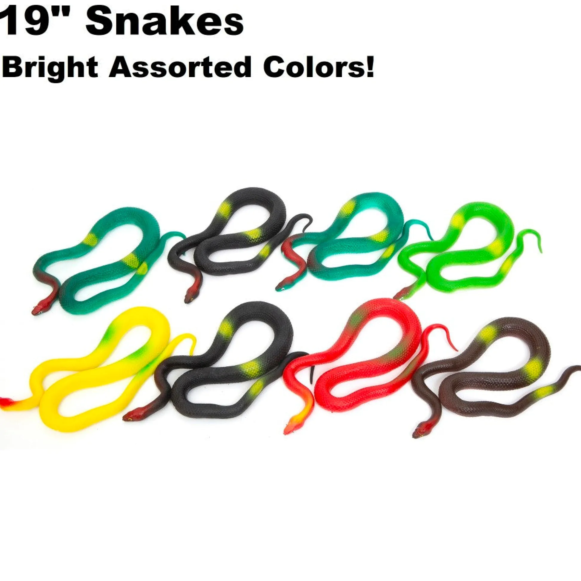 Flat River Group Boley Colorful 19-Inch Lifelike Rubber Snakes - 8 Pack* Animal Figures|Dress Up