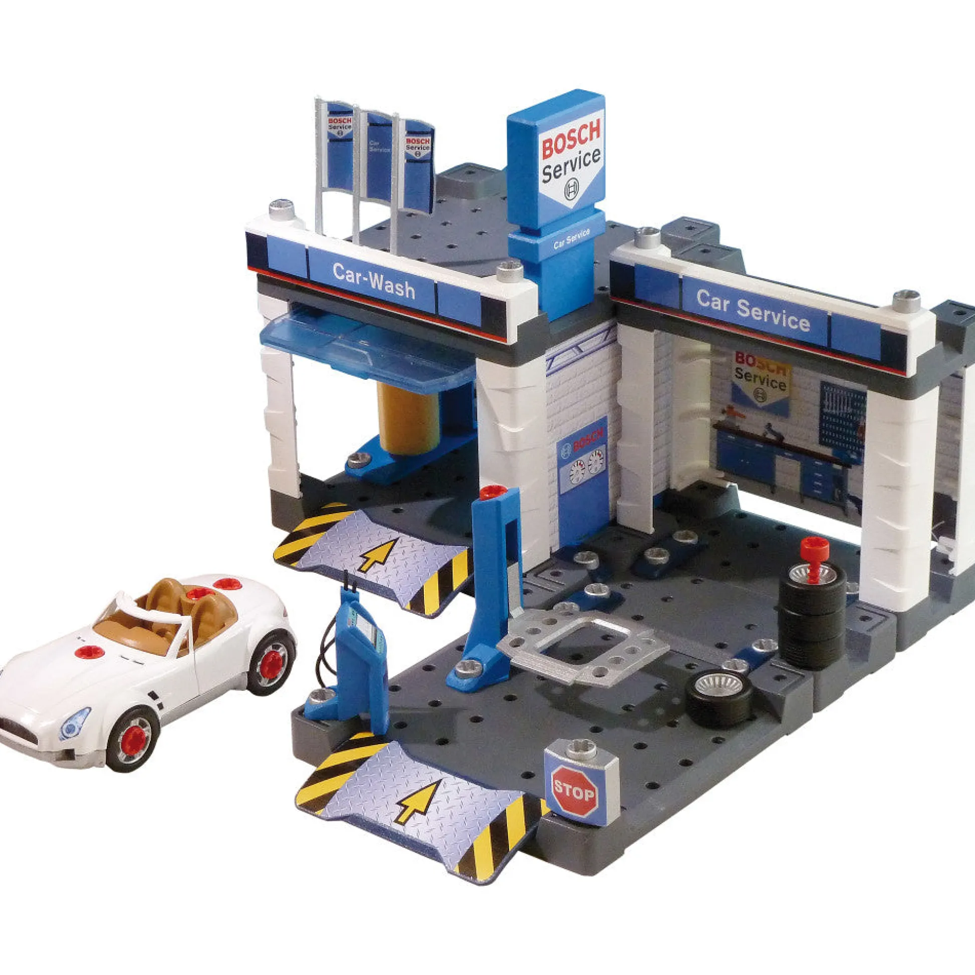 Flat River Group Bosch Service Station Playset - Car Repair with Car Wash* Tools & Workshops|Dress Up