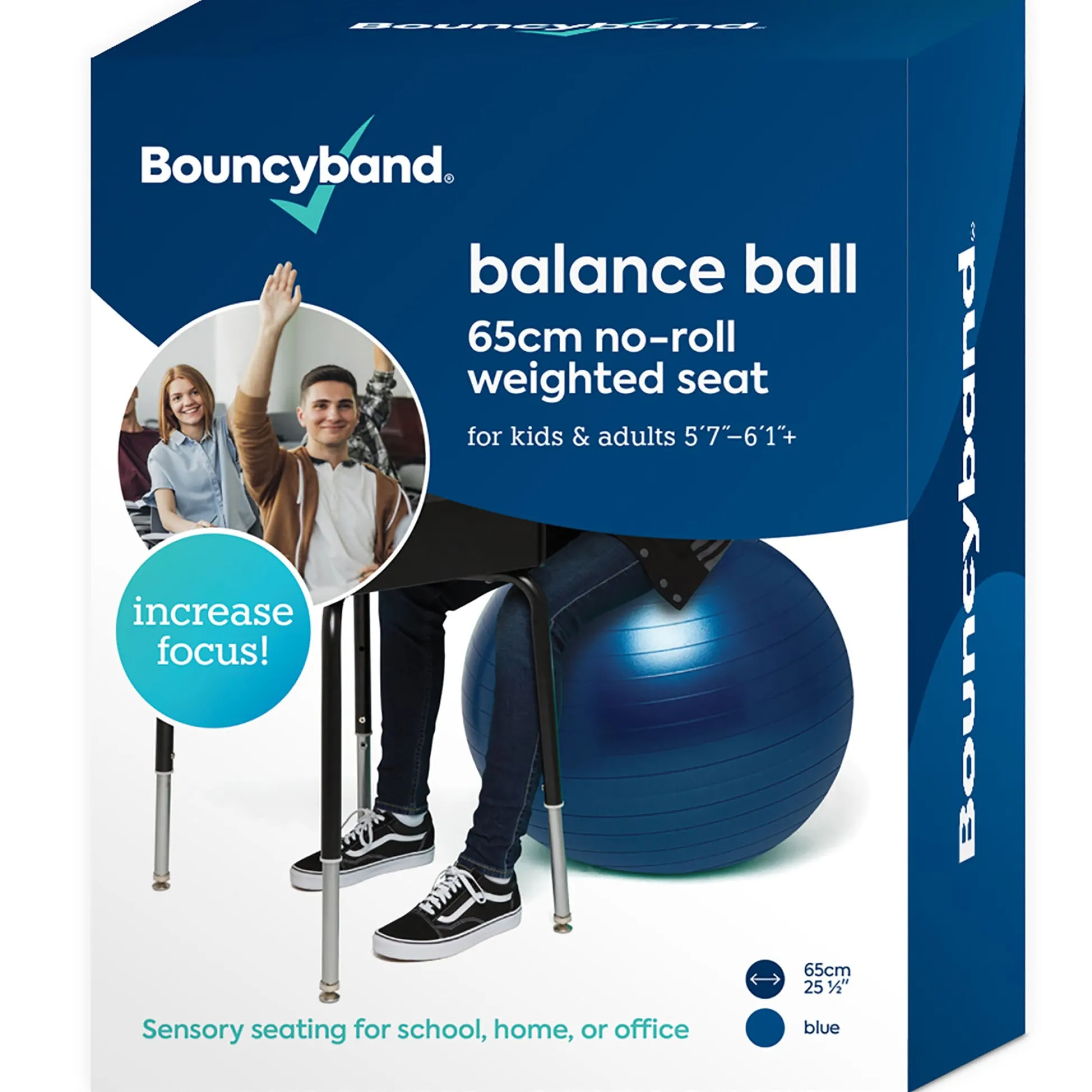 Educators Resource Bouncyband Anti-Burst Balance Ball, 65cm, Non-Slip, Blue* Activities & Games