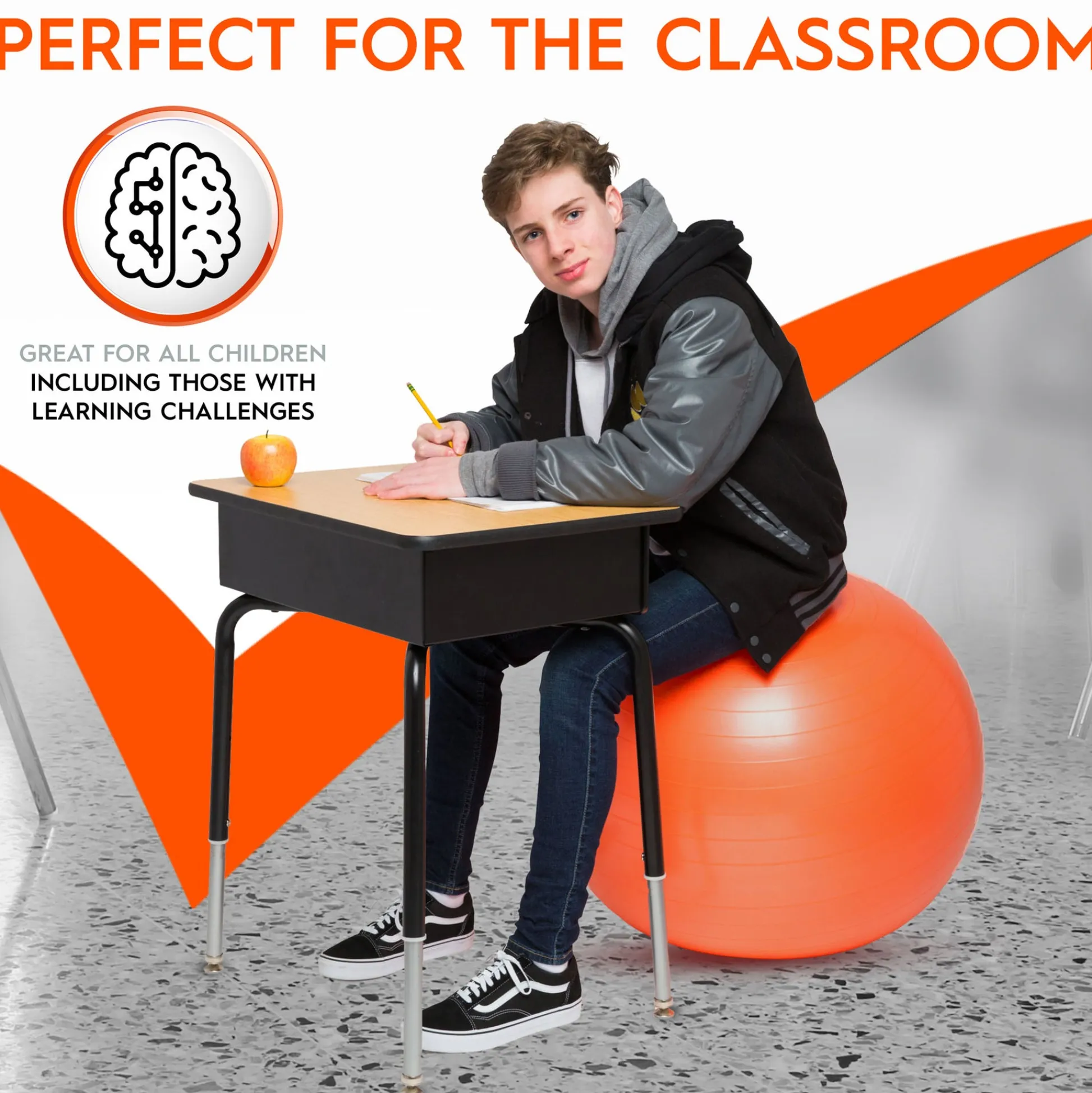 Educators Resource Bouncyband Balance Ball Chair, 65cm - Energizing Orange* Activities & Games