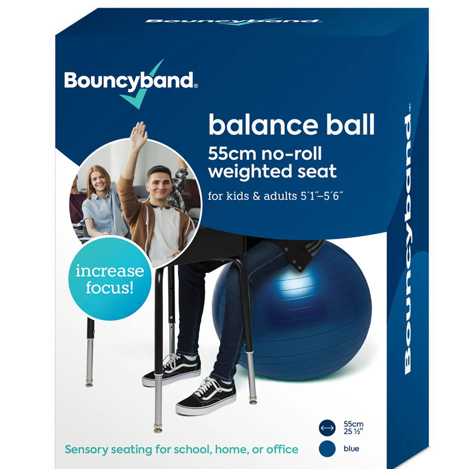 Educators Resource Bouncyband® Balance Ball, 55cm – Blue: Enhance Focus & Fitness!* Activities & Games