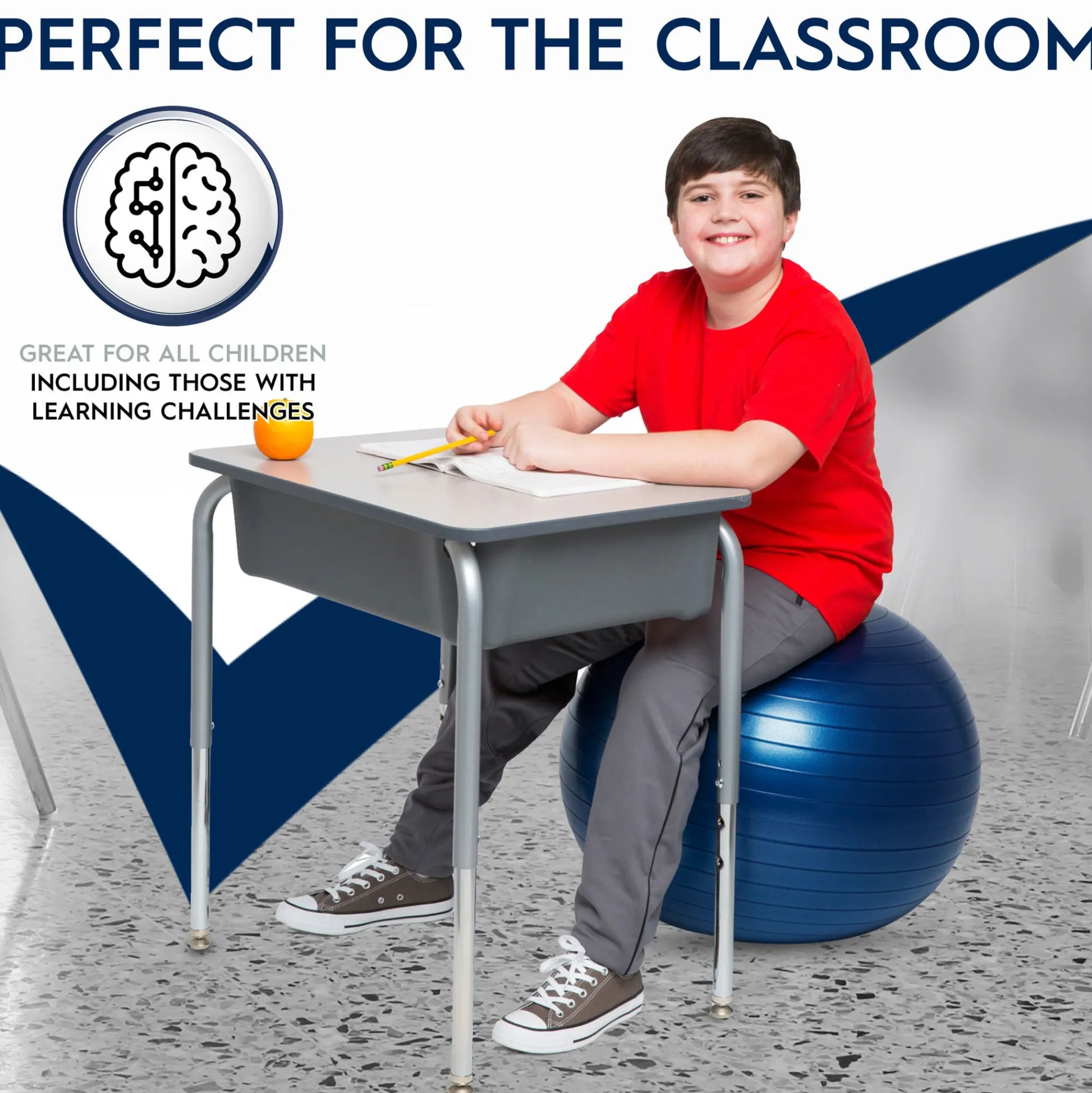 Educators Resource Bouncyband® Balance Ball, 55cm – Blue: Enhance Focus & Fitness!* Activities & Games