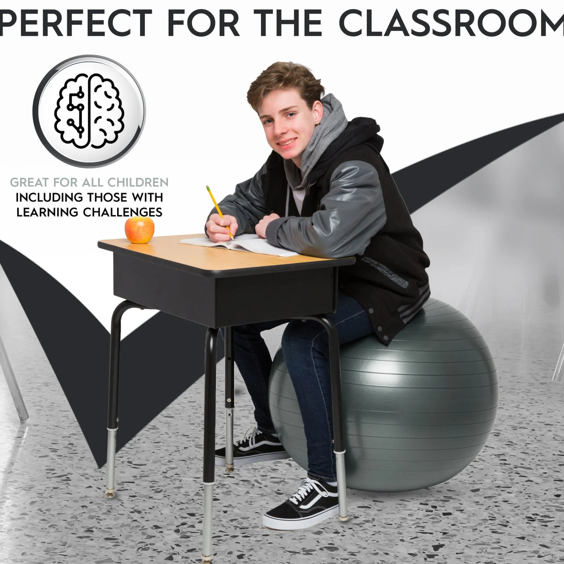 Educators Resource Bouncyband Balance Ball Chair, 65cm - Dynamic Dark Gray* Preschool Education Toys & Activities