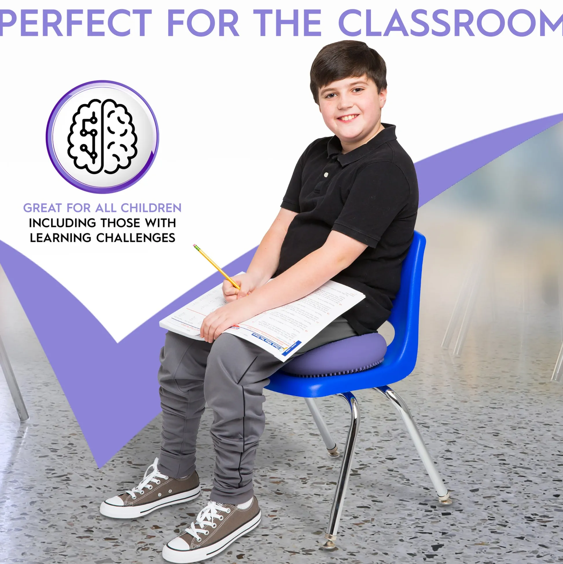 Educators Resource Bouncyband Big Wiggle Seat Sensory Cushion, Playful Purple* Sensory & Fidget Toys
