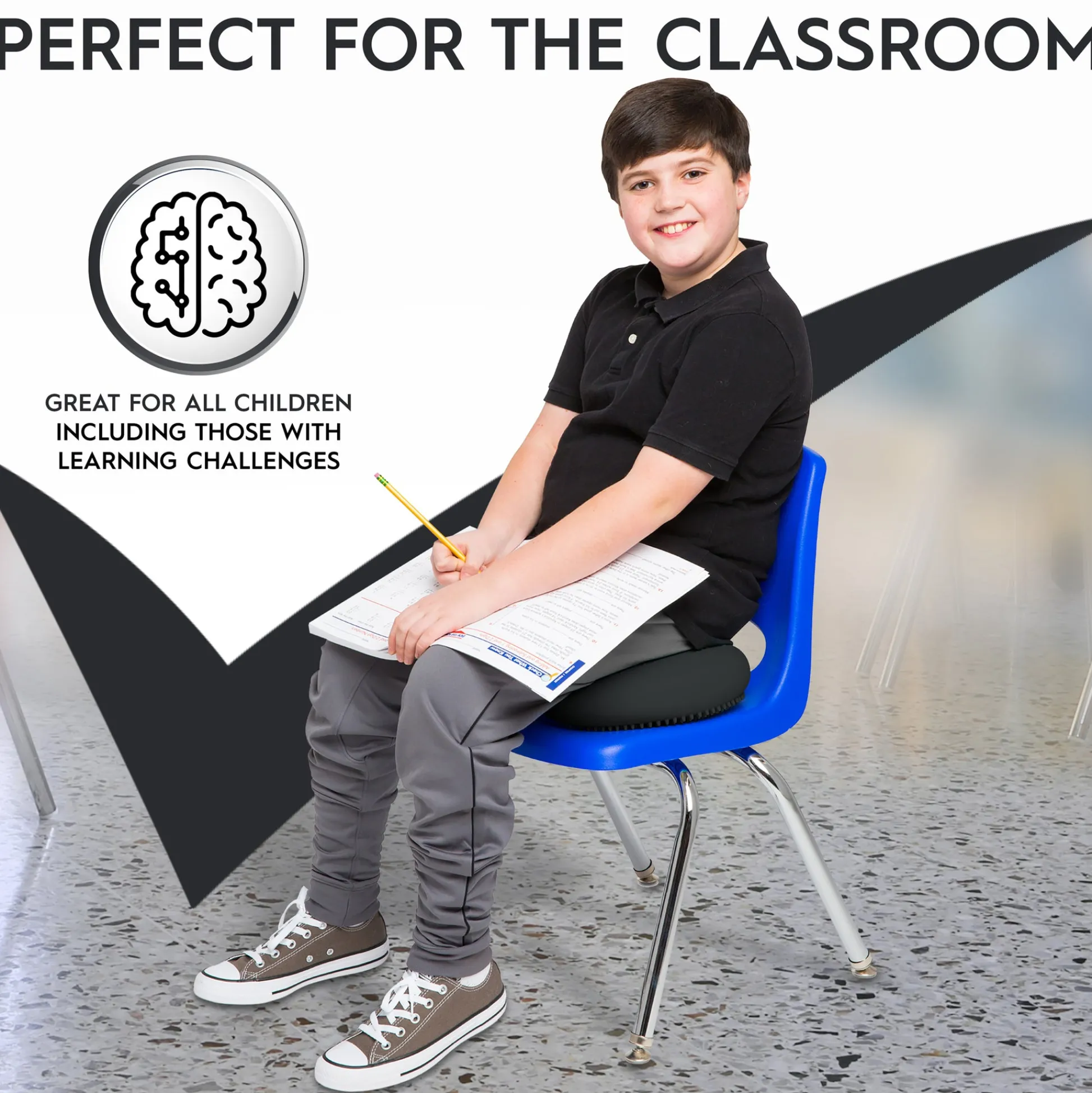 Educators Resource Bouncyband Big Wiggle Seat Sensory Cushion - Dark Gray* Sensory & Fidget Toys