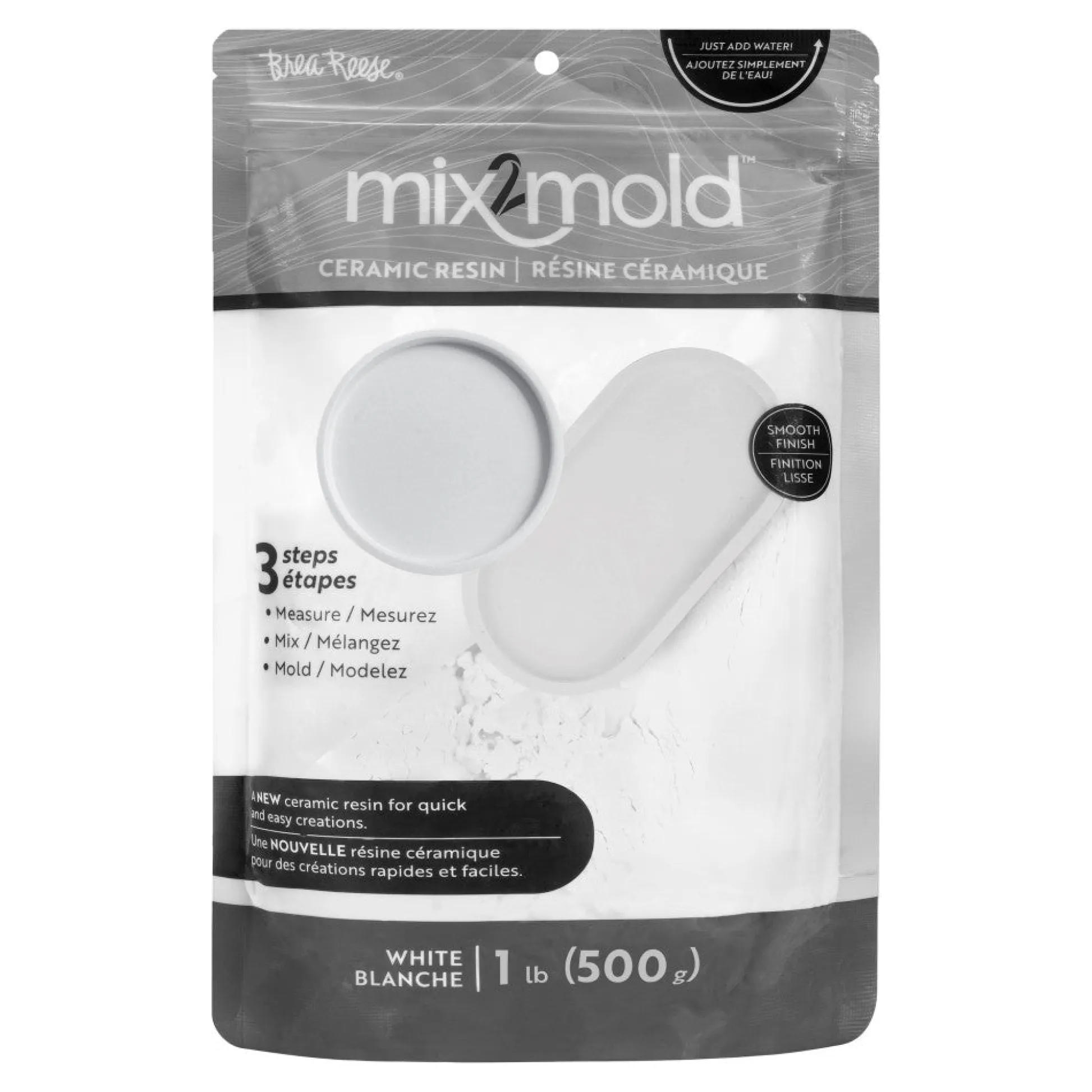 Flat River Group Brea Reese Mix2Mold Ceramic White Resin Powder - 1lb Magic Crafting Blend* Clay, Dough & Sand Art