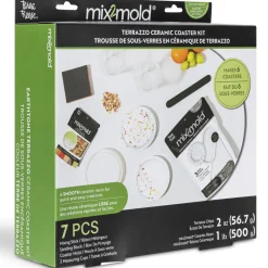 Flat River Group Brea Reese Mix2Mold Pastel Terrazzo DIY Ceramic Coaster Kit - Creates 6 Coasters* Crafts & Activities
