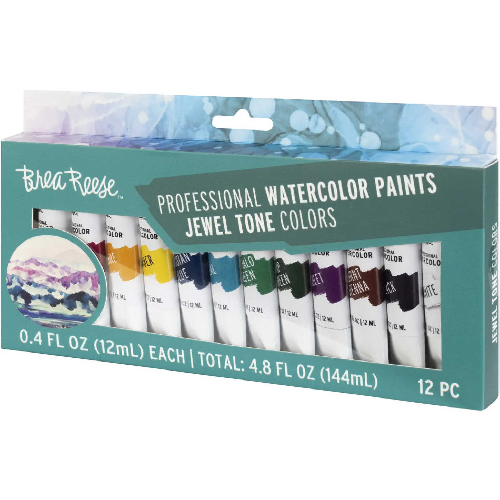 Flat River Group Brea Reese Professional Watercolor Set - Jewel Tones, 12 Vibrant Tubes* Drawing, Color & Painting