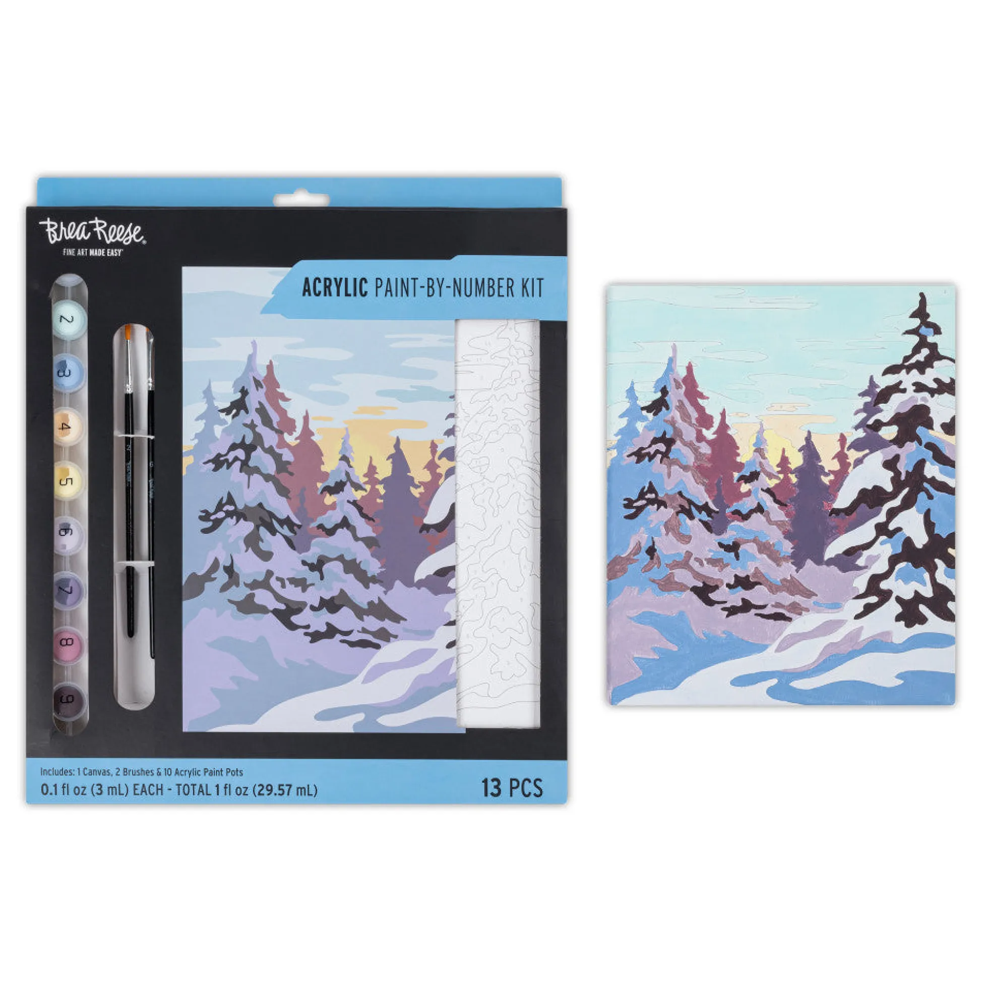 Flat River Group Brea Reese Winter Wonderland Acrylic Paint-by-Number Kit* Drawing, Color & Painting