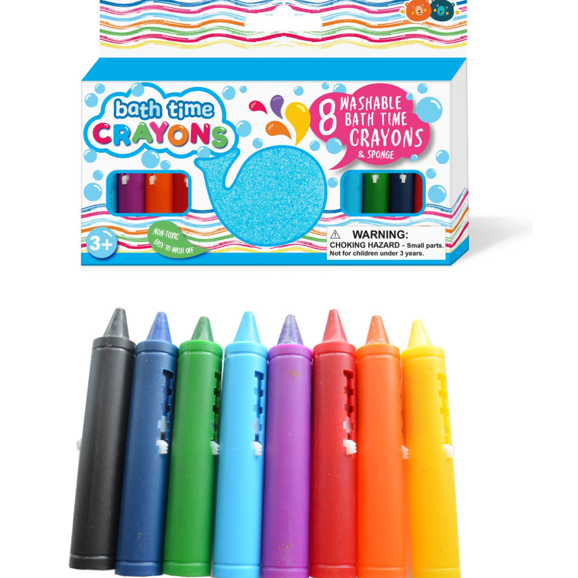 Flat River Group Buddy & Barney Color Magic Bath Time Crayons - 8 Vibrant Washable Crayons* Drawing, Color & Painting