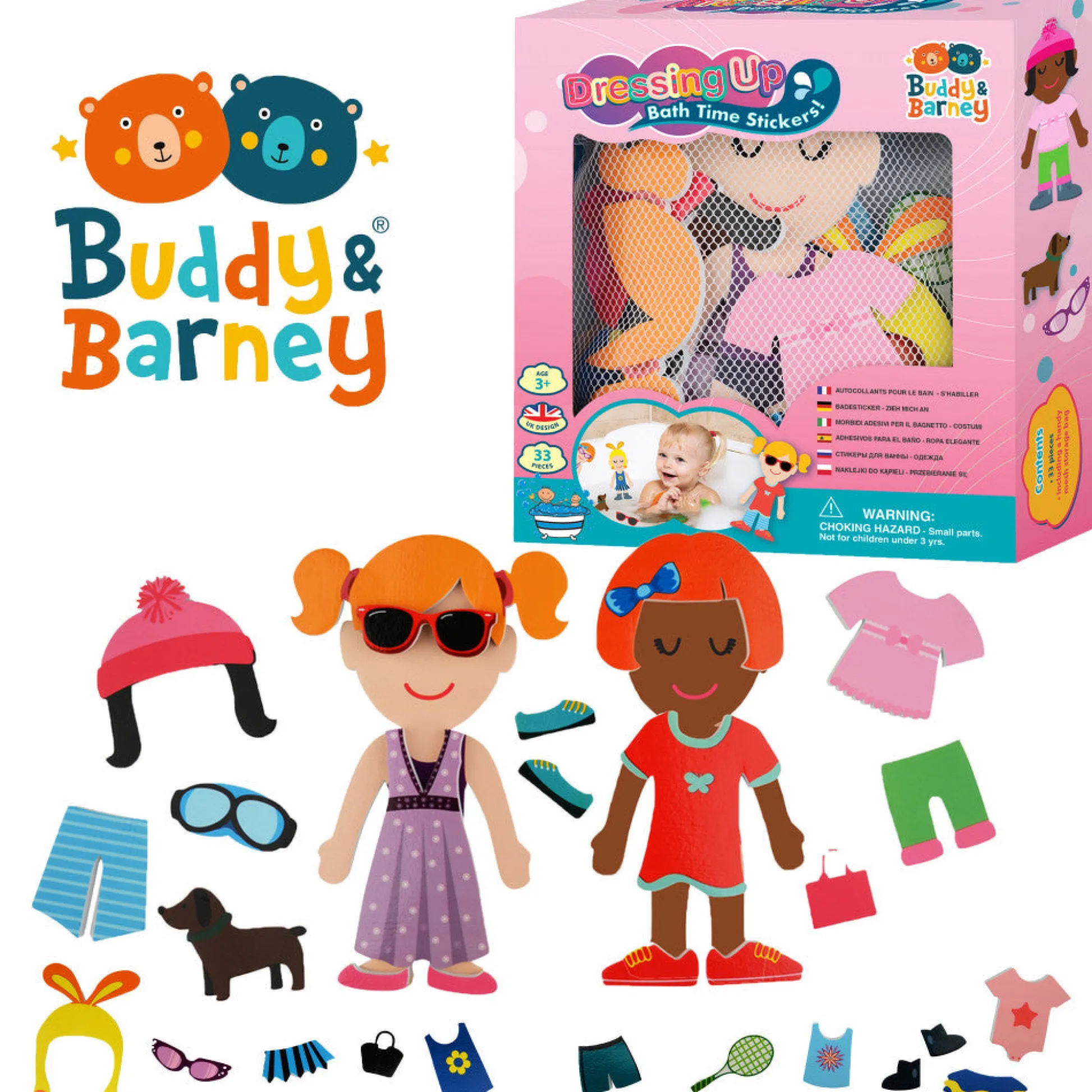 Flat River Group Buddy & Barney Dress-Up Bath Time Foam Stickers - 32 Pieces* Bath Toys