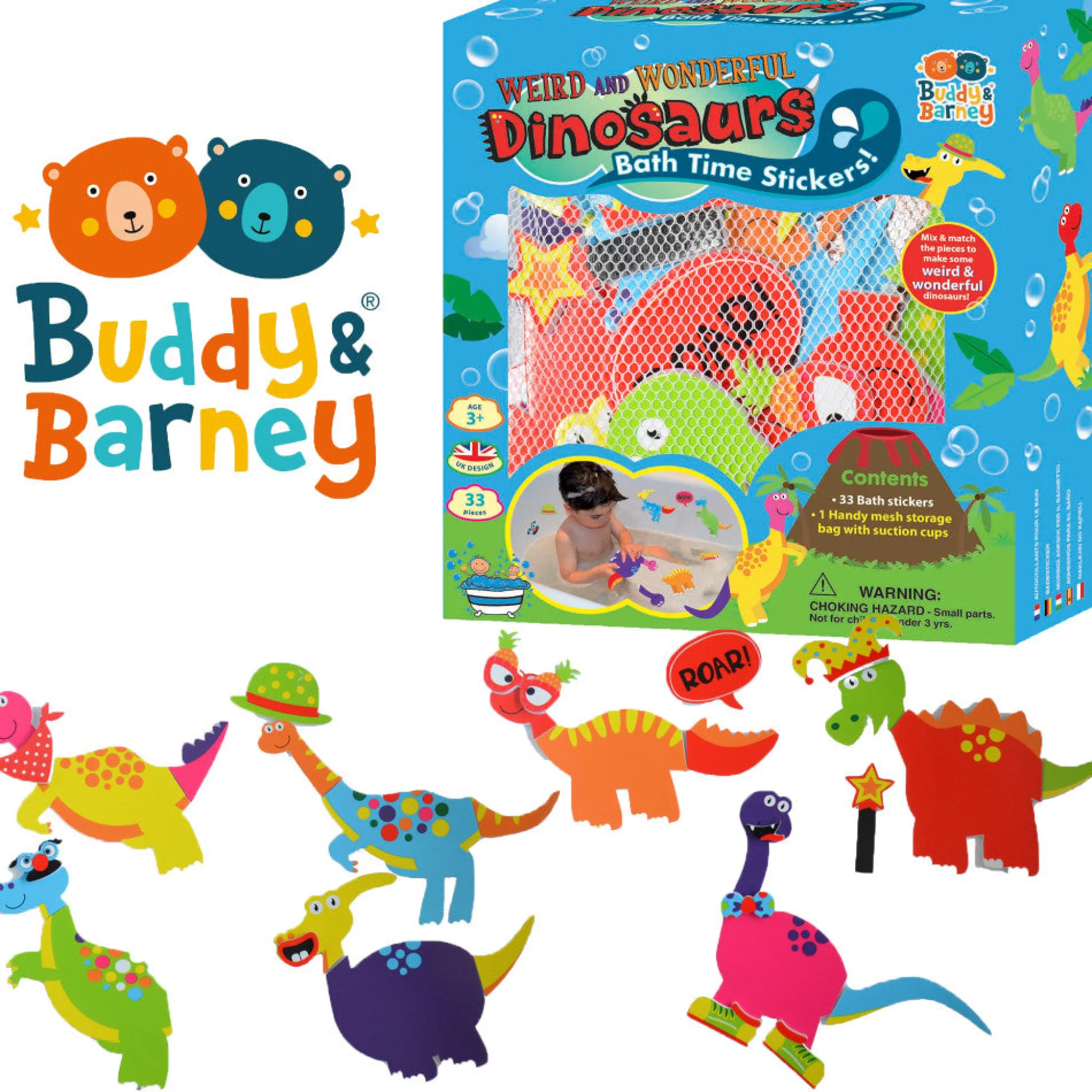 Flat River Group Buddy & Barney: Magical Mix & Match Dinosaur Bath Time Stickers* Bath Toys