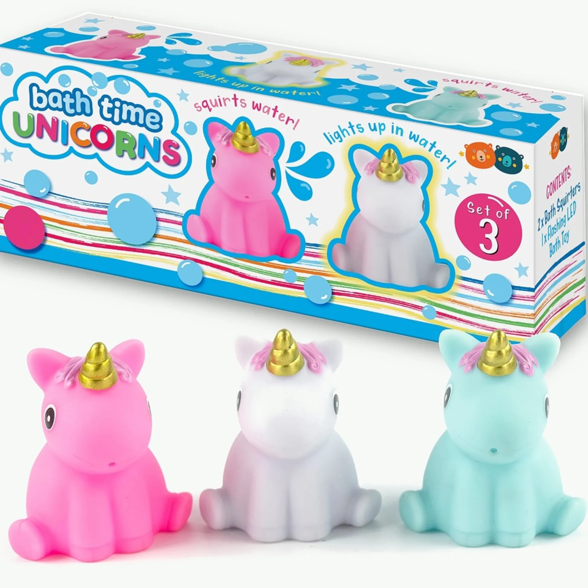 Flat River Group Buddy & Barney Unicorn Bath Time Fun - 3 Piece Light-Up Toy Set* Bath Toys