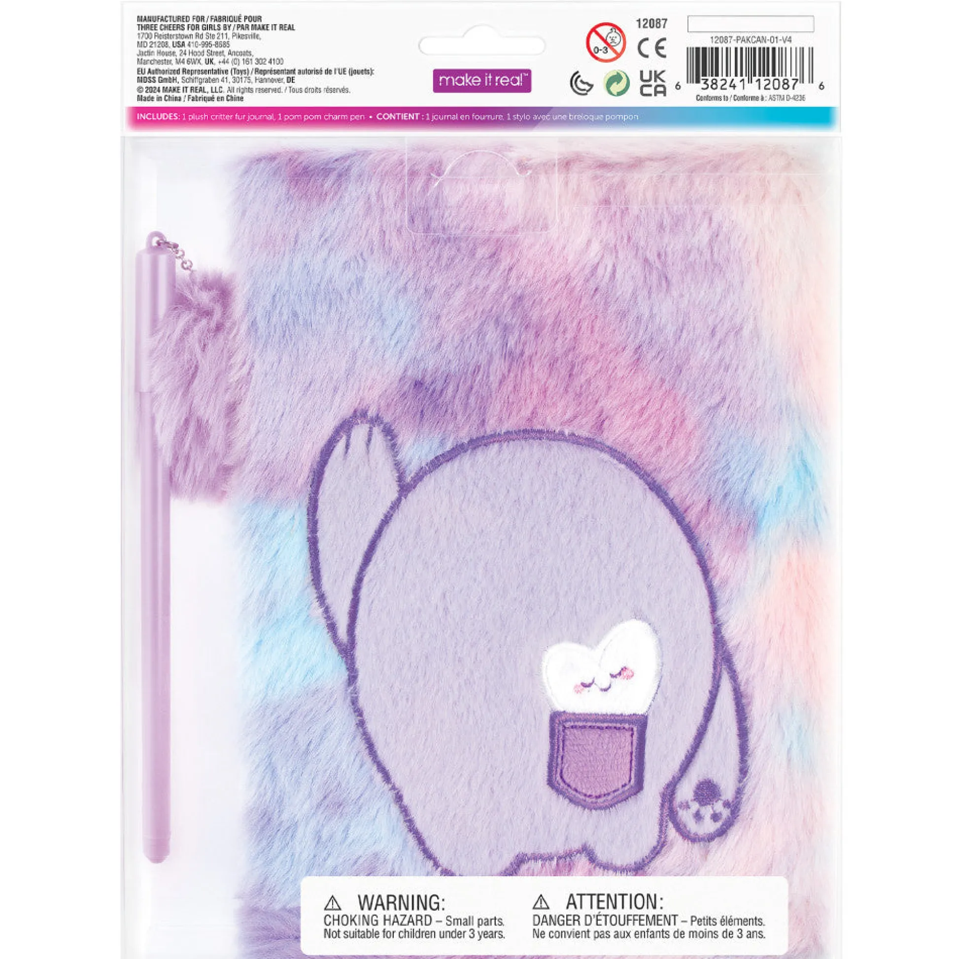 Flat River Group 3C4G Imagination Land Wild Style Plush Journal & Pen - Fuzzy Friend - 192 Pages* Stuffed Animals|Stuffed Animals & Plush Toys