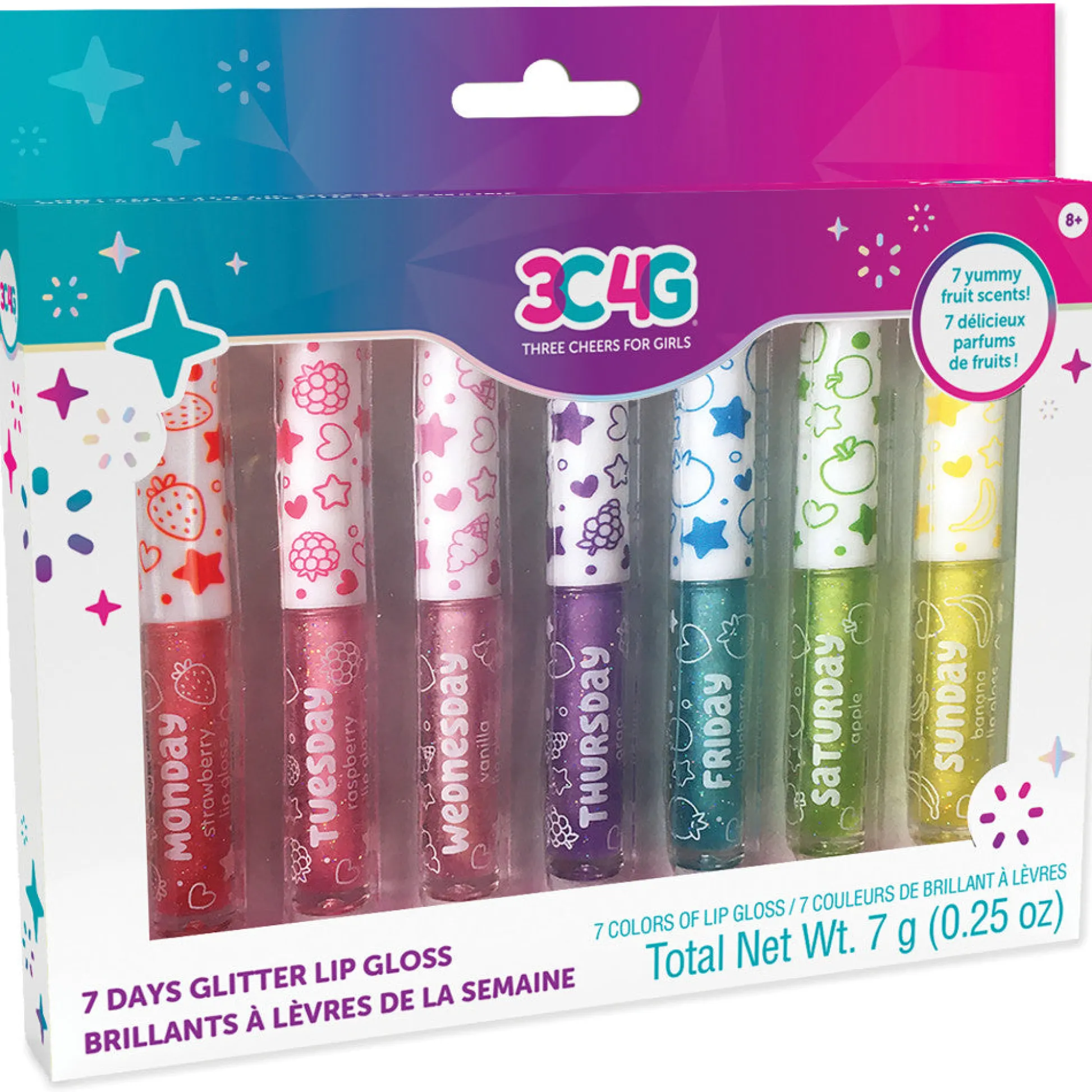 Flat River Group 3C4G Sparkle Collection 7-Day Glitter Lip Gloss Set for Kids* Crafts & Activities