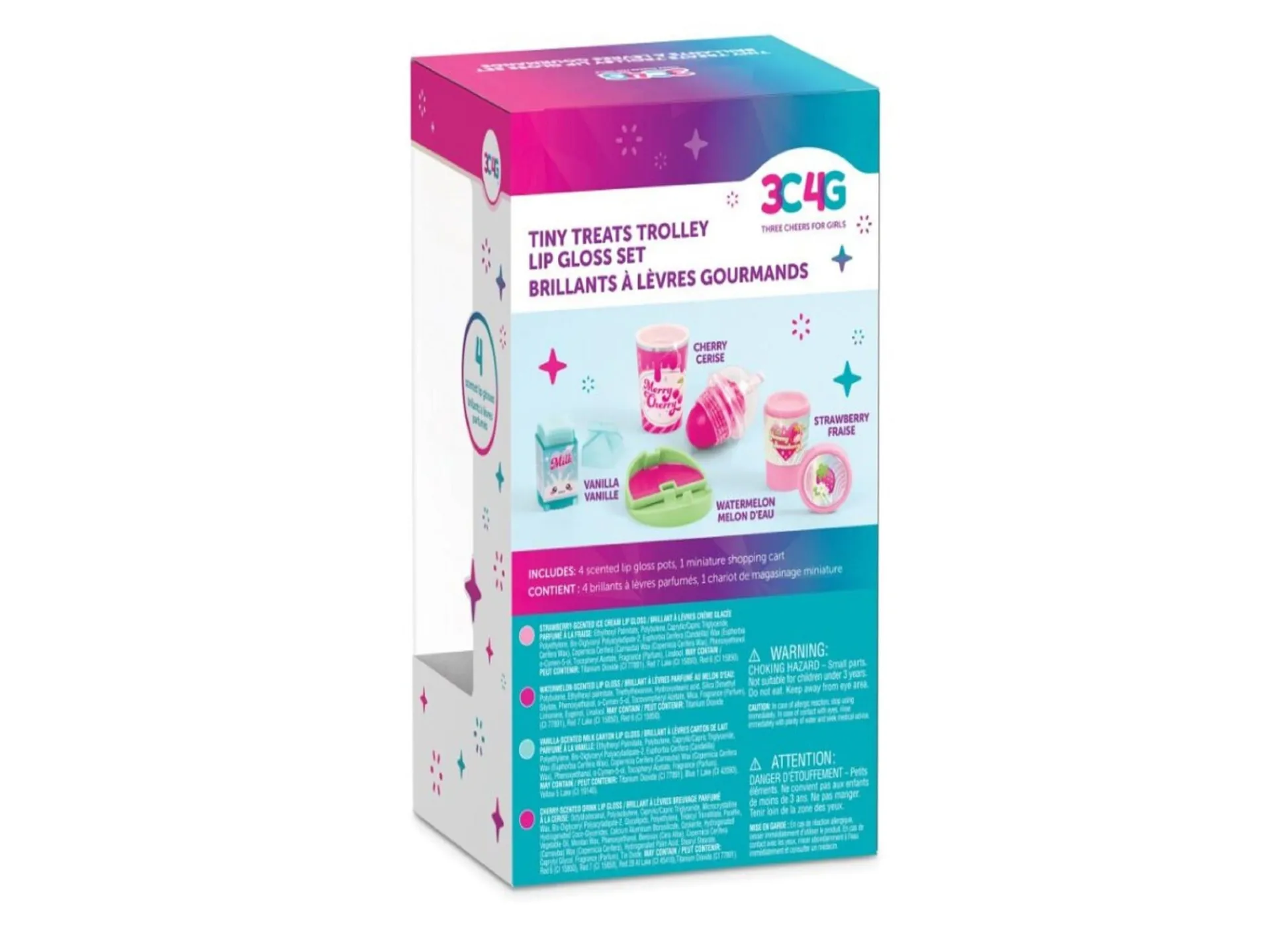 Flat River Group 3C4G Tiny Treats Trolley Scented Lip Gloss Set for Girls Ages 8+* Kitchens & Play Food|Dress Up
