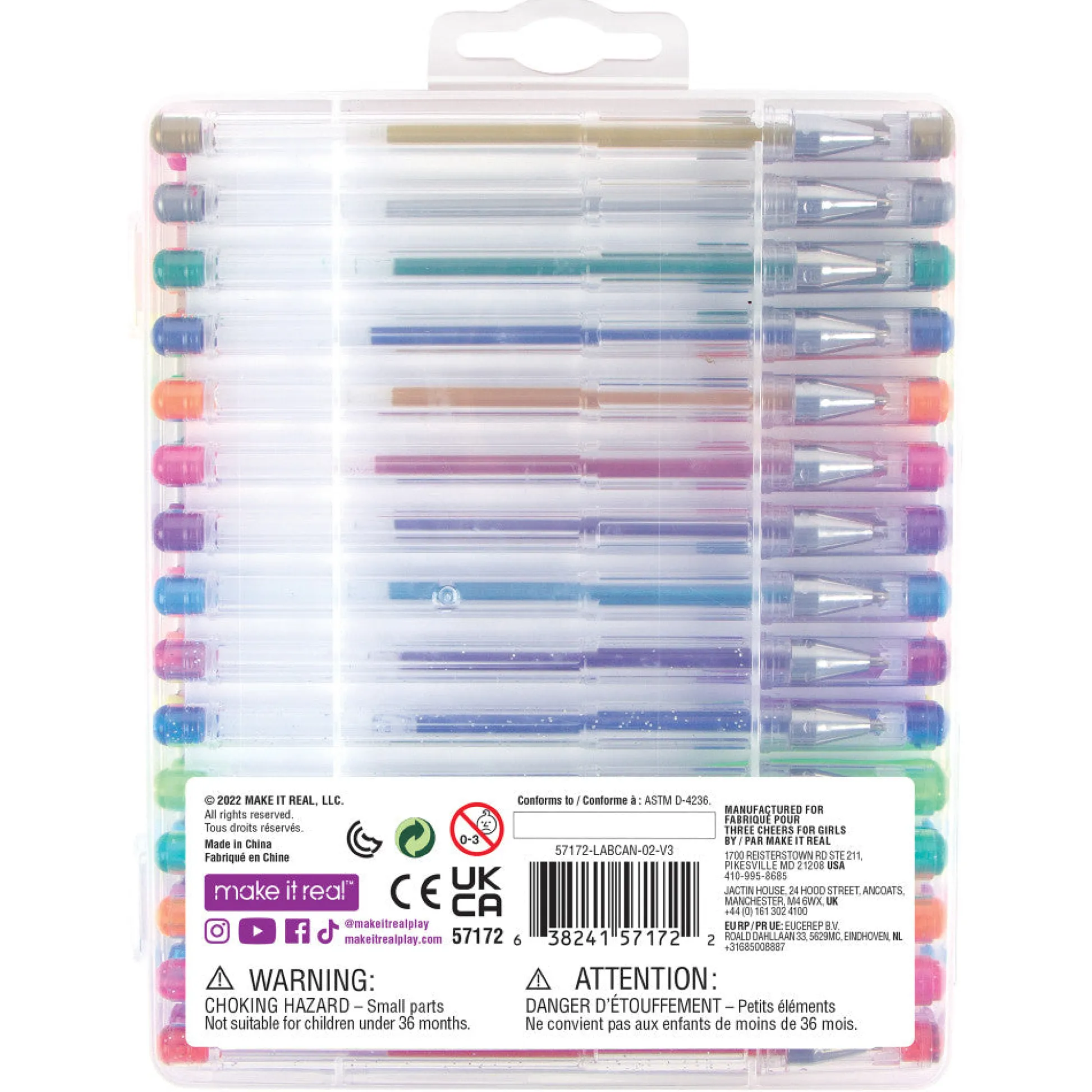 Flat River Group 3C4G Vibrant Gel Pen Set, 30-Piece with Color-In Stickers* Drawing, Color & Painting