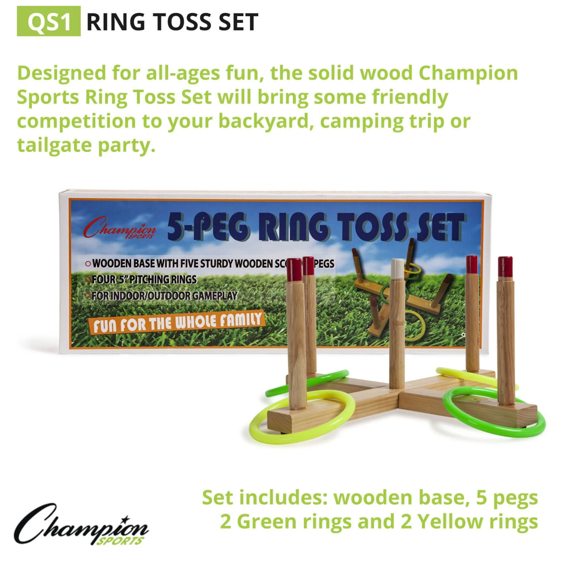 Educators Resource Champion Sports Classic Wooden Ring Toss Game Set* Activities & Games
