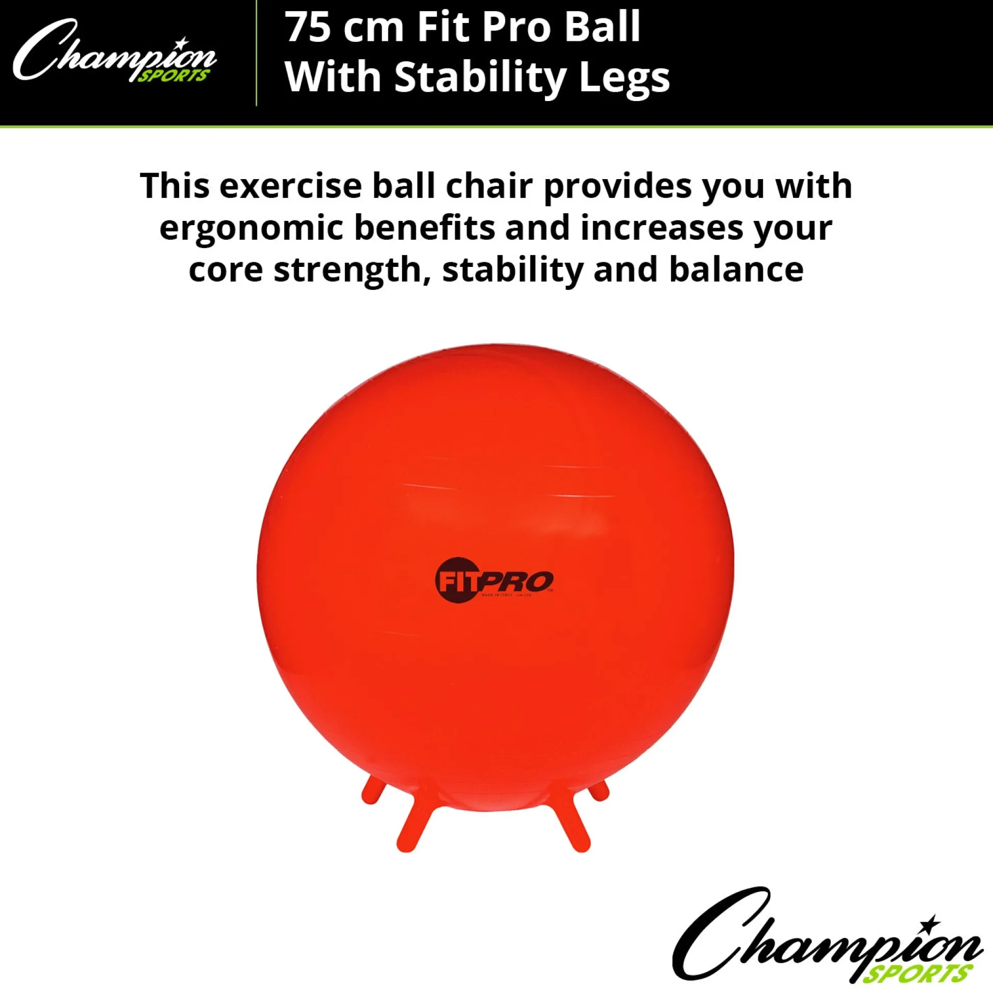 Educators Resource Champion Sports 75cm FitPro Ball with Stability Legs - Power Red* Toy Sports