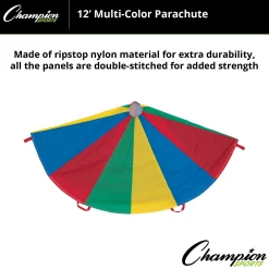 Educators Resource Champion Sports Colorful Play Parachute, 12-Foot with 12 Handles* Activities & Games|Social & Emotional Skills
