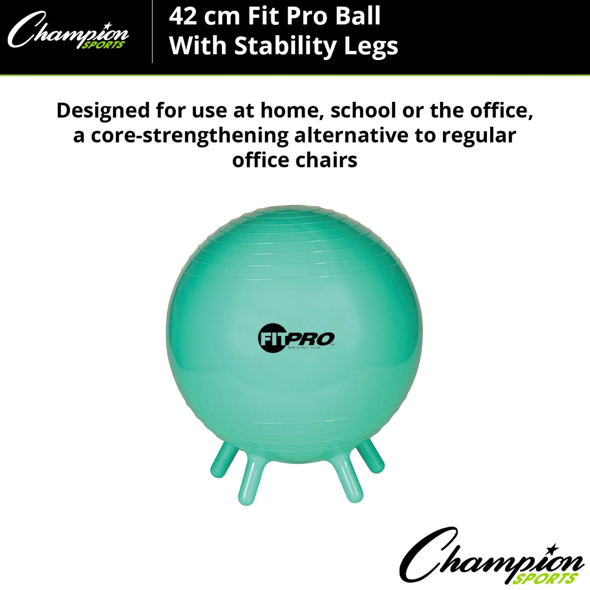 Educators Resource Champion Sports FitPro Stability Ball with Legs, 42cm - Enhance Your Core!* Toy Sports