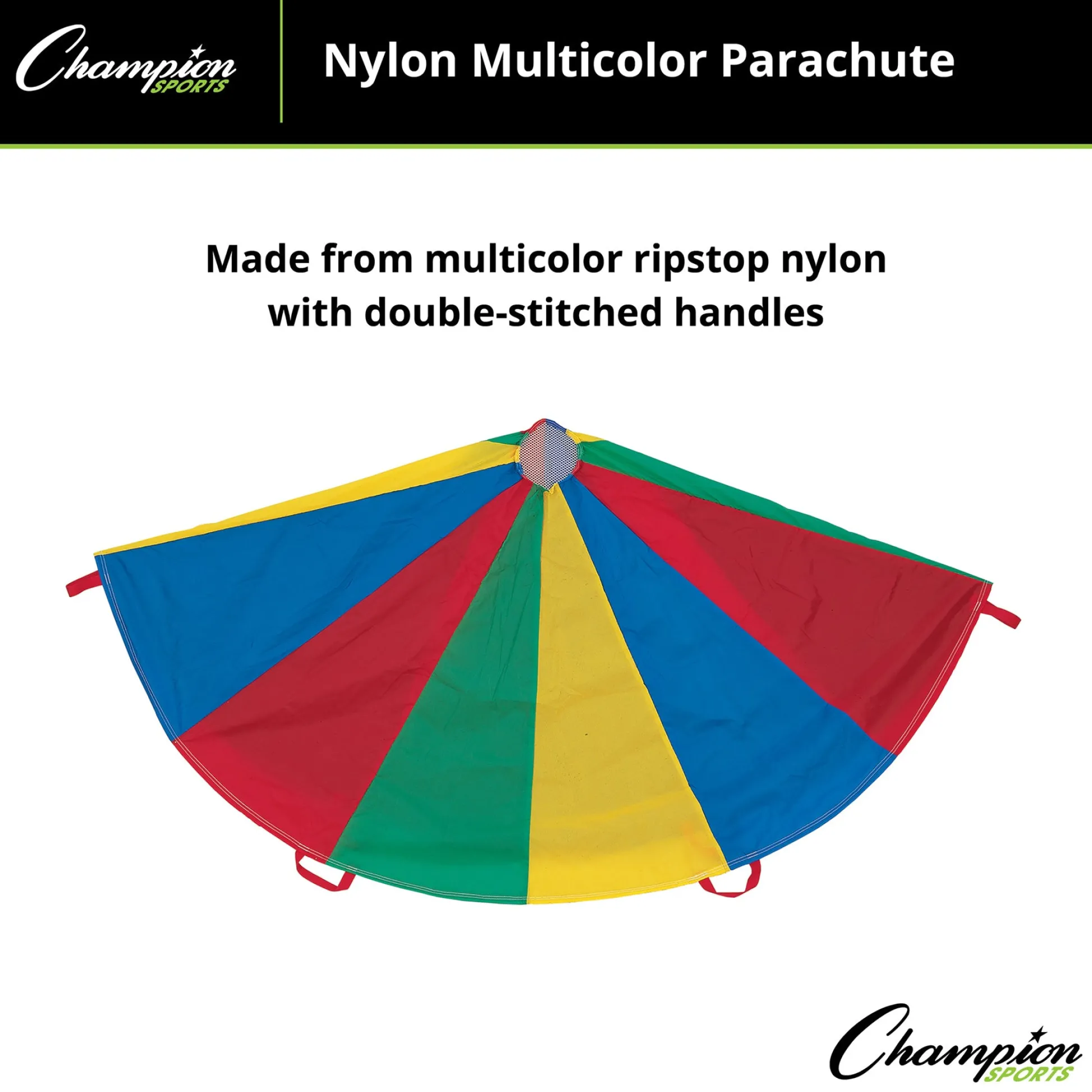 Educators Resource Champion Sports Giant Rainbow Parachute with 20 Handles, 24' Diameter* Activities & Games