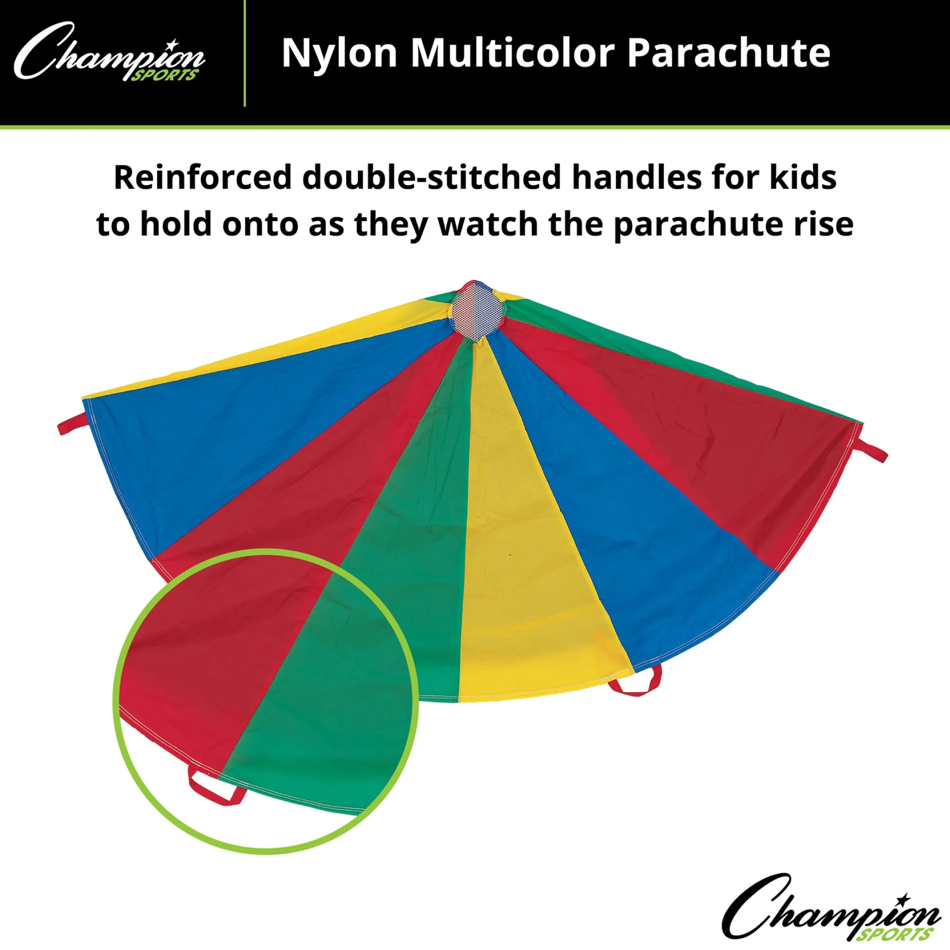 Educators Resource Champion Sports Giant Rainbow Parachute with 20 Handles, 24' Diameter* Activities & Games