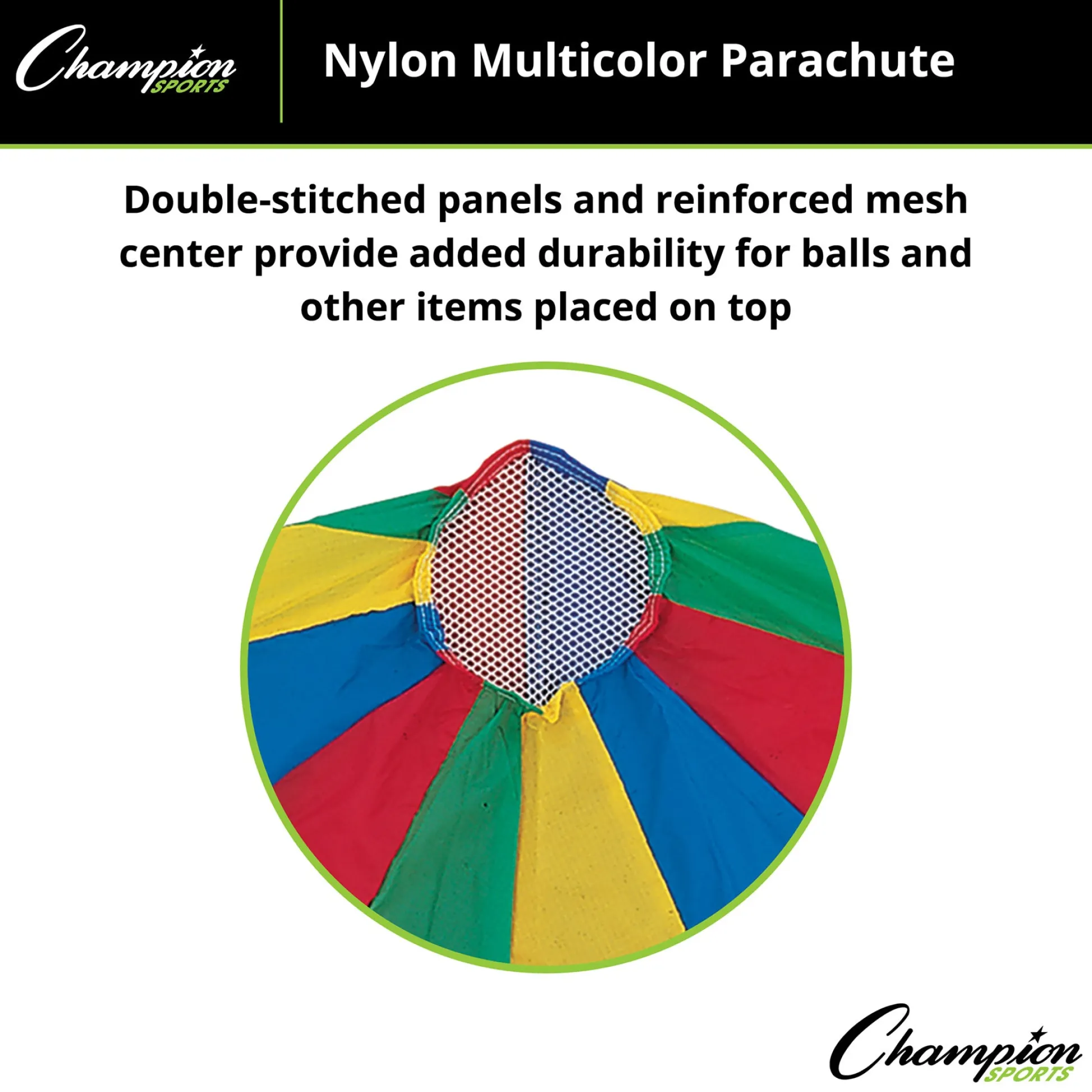 Educators Resource Champion Sports Giant Rainbow Parachute with 20 Handles, 24' Diameter* Activities & Games