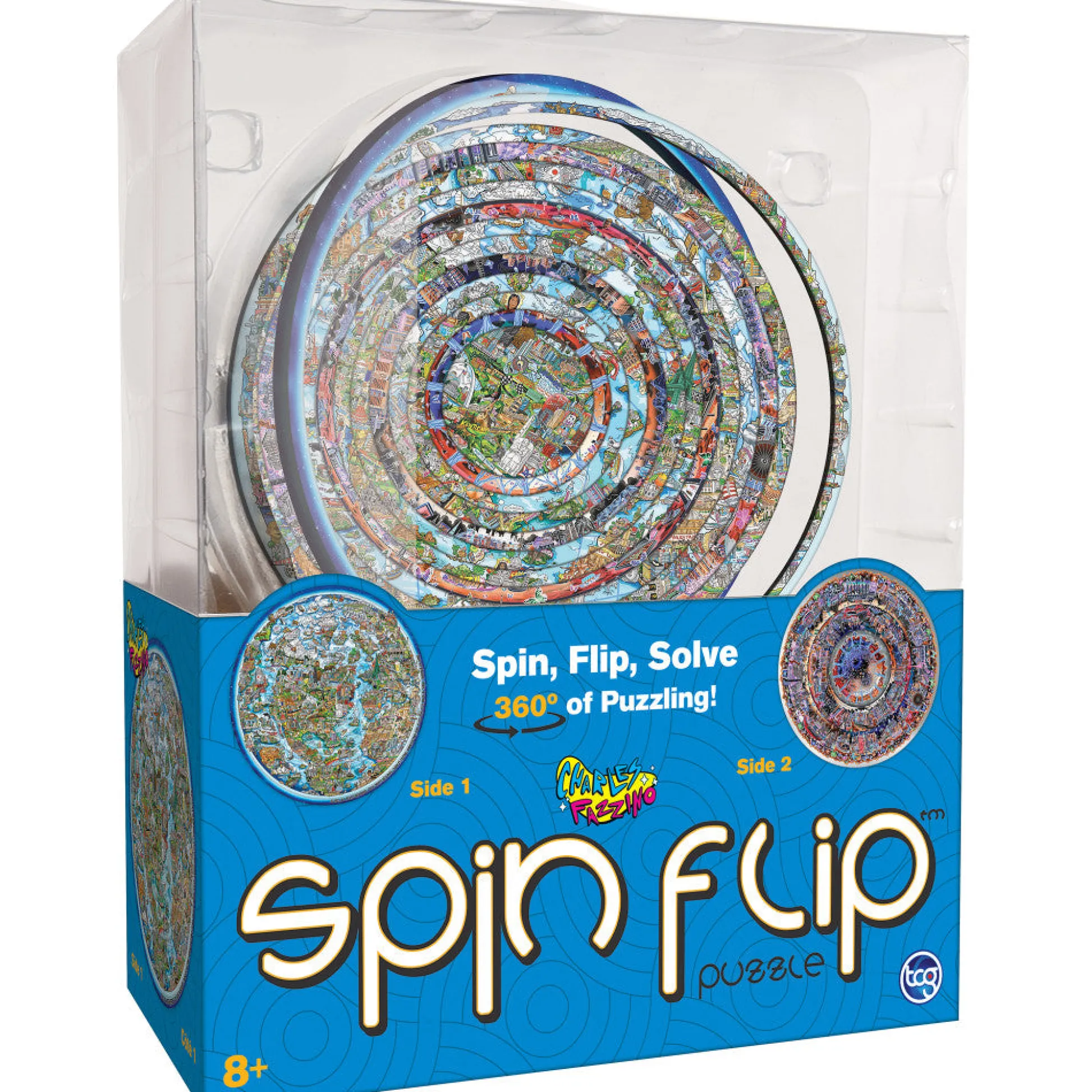 Flat River Group Charles Fazzino 14-Ring Spin Flip Double-Sided Art Puzzle* Puzzles