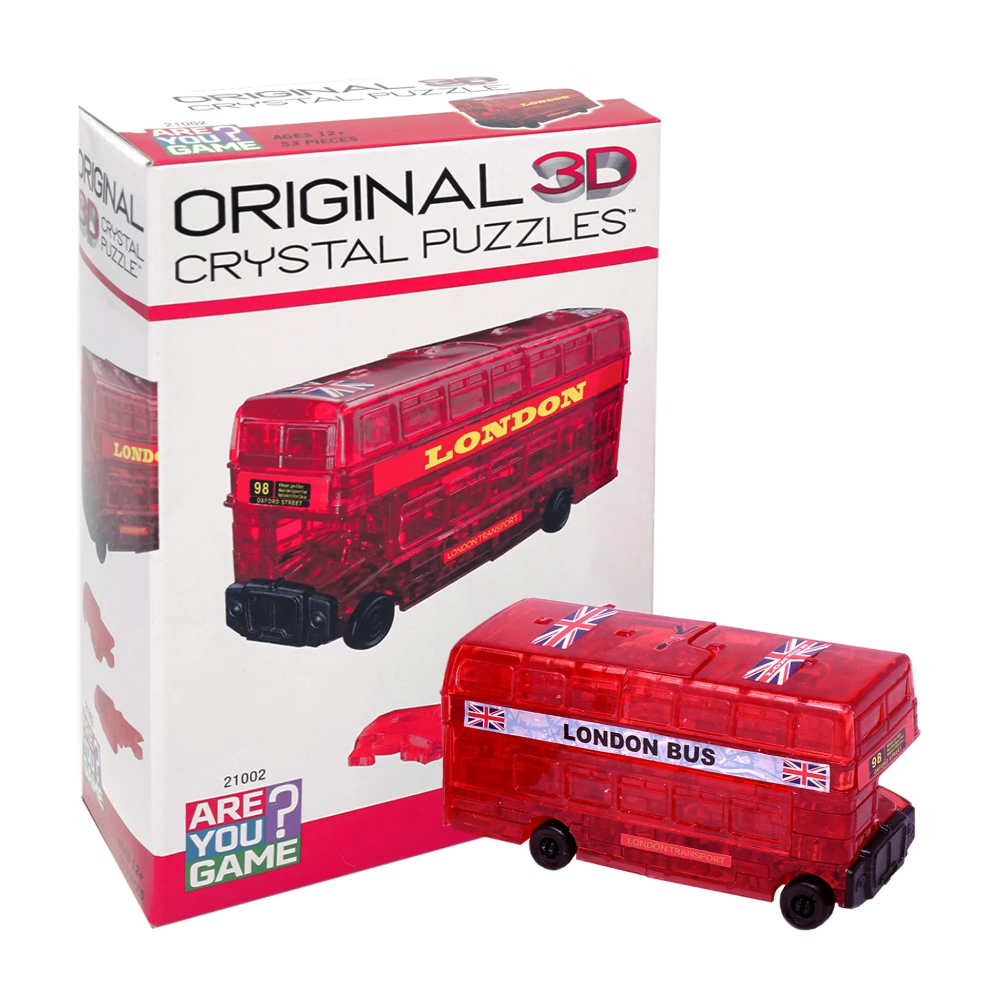 AreYouGame Charming London Bus 3D Crystal Puzzle - Radiant Red, 53 Pieces* Puzzles