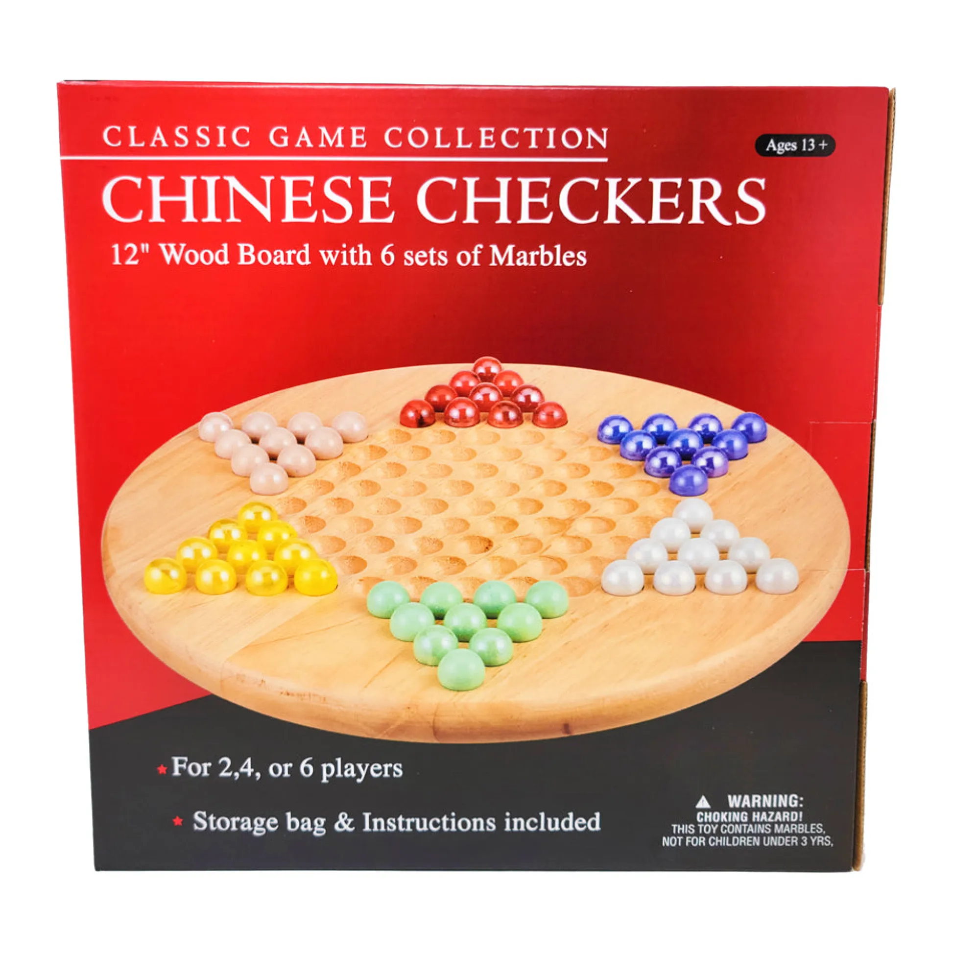 AreYouGame Classic Game Collection 12-Inch Wooden Chinese Checkers Set with Marbles* Board Games|Role-Playing Games
