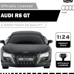 Flat River Group CMJ RC Cars Audi R8 GT - Black - 1:24 Scale Remote Control Car with LED Headlights and 2.4GHz Racing Frequency* Rc Cars & Flight