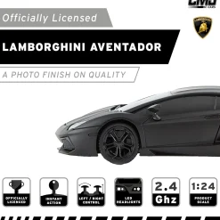 Flat River Group CMJ RC Cars: Lamborghini Aventador LP700-4 - Black - 1:24 Scale, 2.4GHz, LED Headlights* Rc Cars & Flight