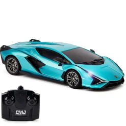 Flat River Group CMJ RC Cars Lamborghini Sián FKP 37 - Blue - 1:24 Scale Radio Control Vehicle with LED Headlights* Rc Cars & Flight
