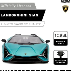 Flat River Group CMJ RC Cars Lamborghini Sián FKP 37 - Blue - 1:24 Scale Radio Control Vehicle with LED Headlights* Rc Cars & Flight