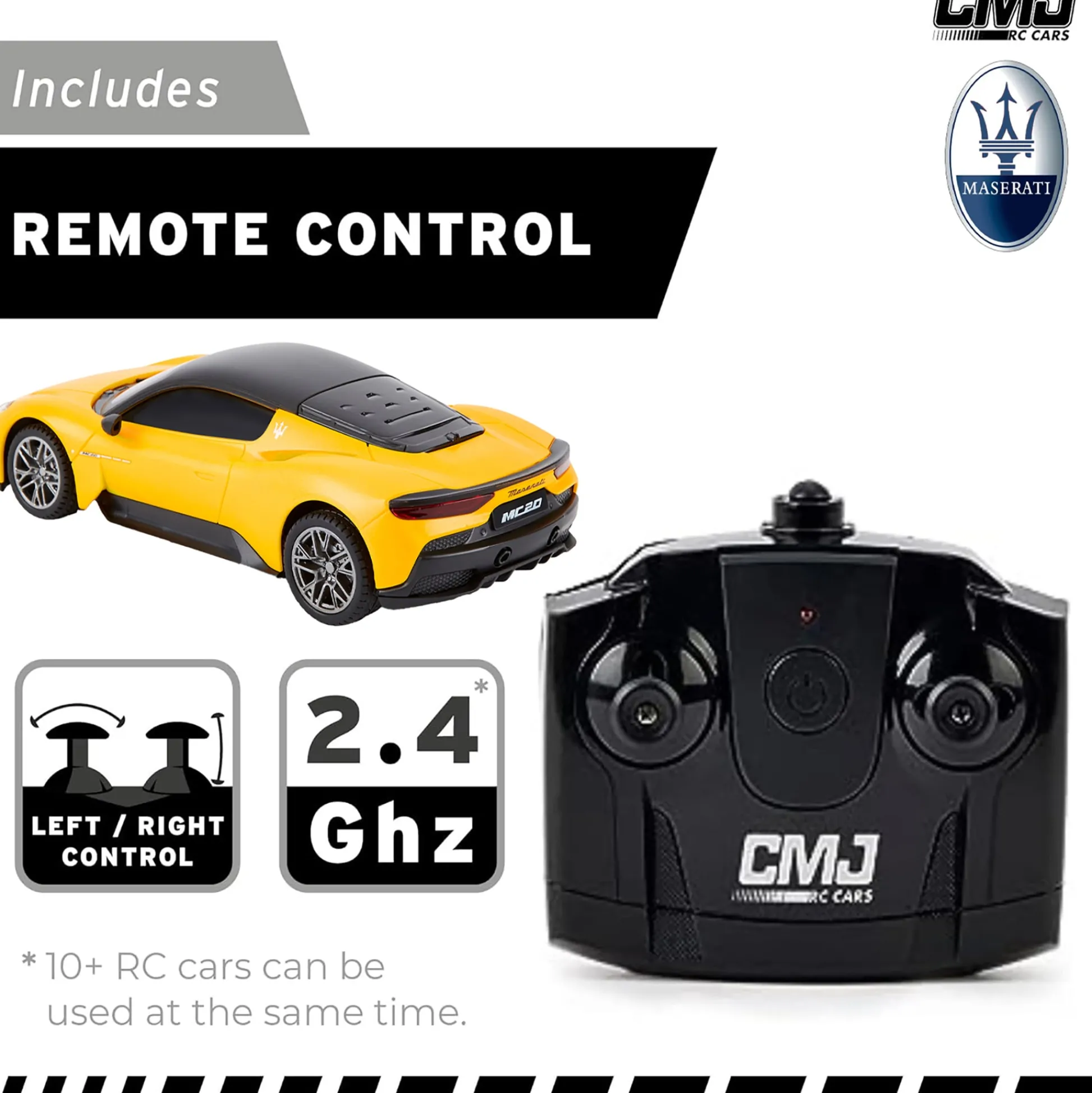 Flat River Group CMJ RC Cars: Maserati MC20 - 1:24 Scale Yellow Radio Control Sports Car with LED Headlights* Rc Cars & Flight