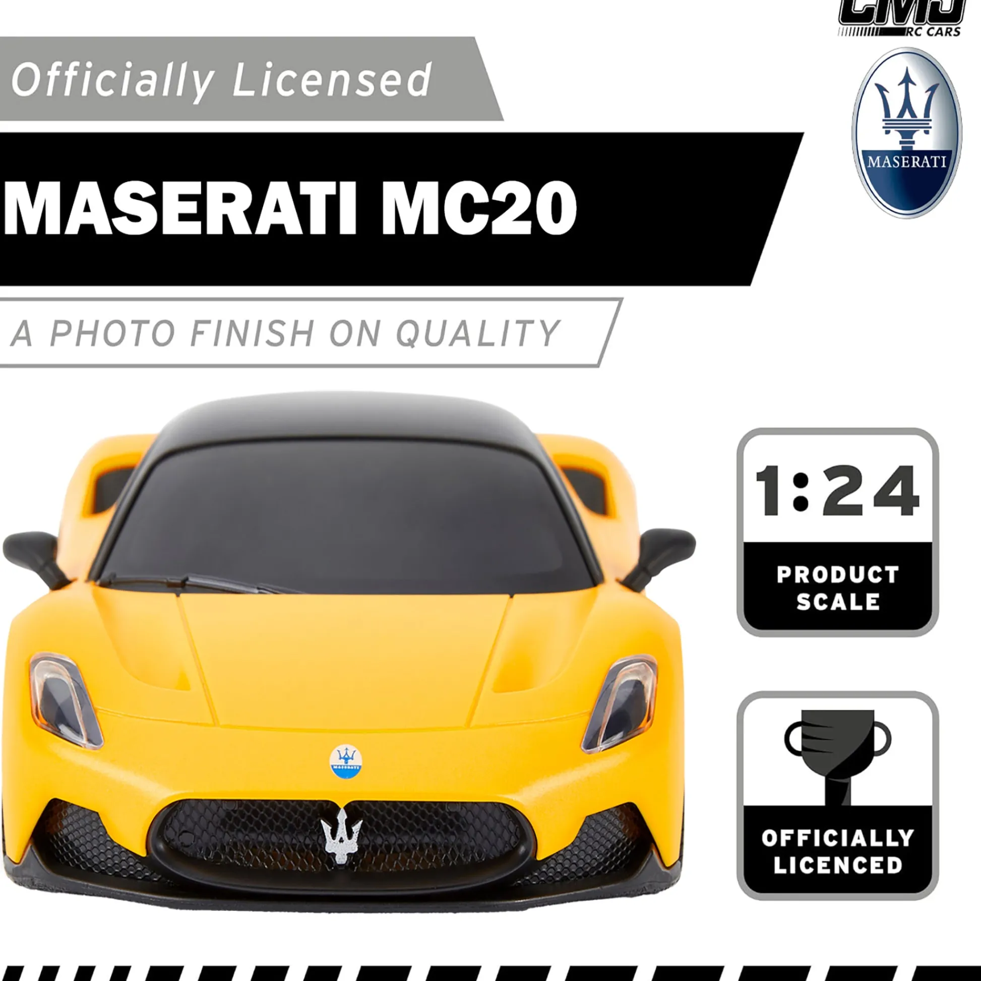 Flat River Group CMJ RC Cars: Maserati MC20 - 1:24 Scale Yellow Radio Control Sports Car with LED Headlights* Rc Cars & Flight