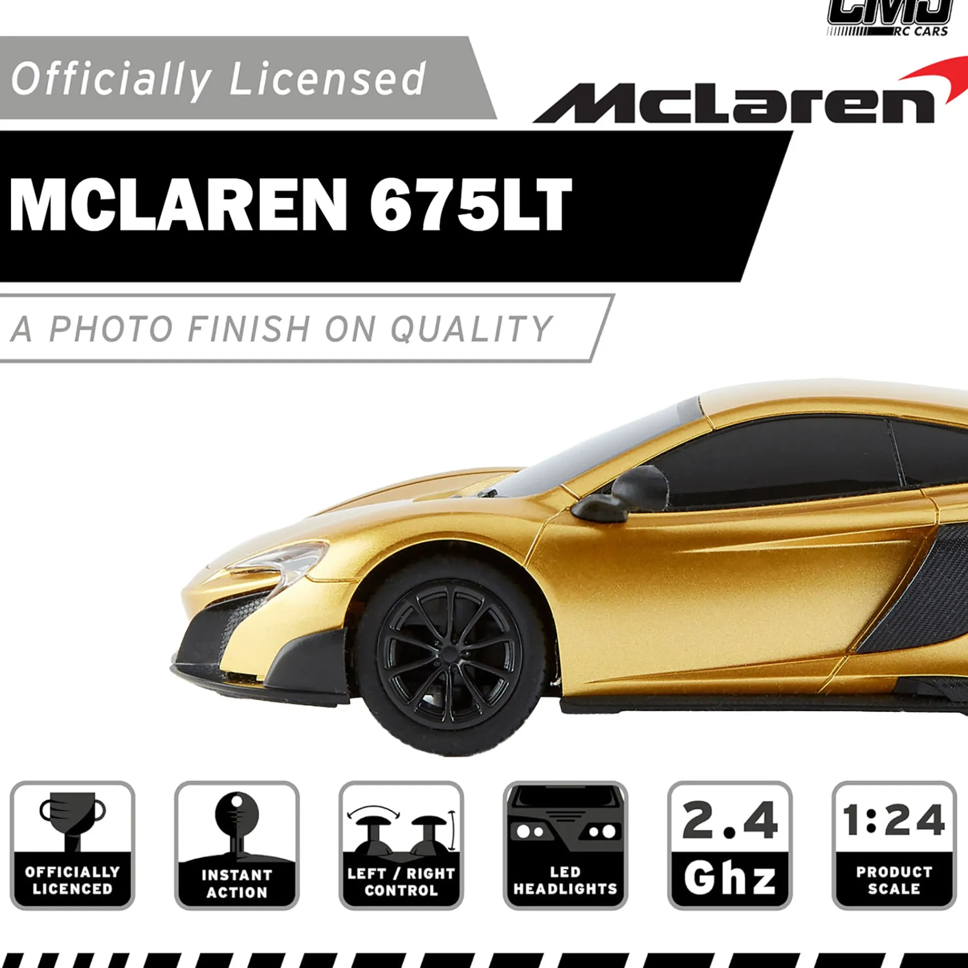 Flat River Group CMJ RC Cars: McLaren 675LT - Gold - 1:24 Scale, 2.4GHz, Remote Control Sports Car with LED Headlights* Rc Cars & Flight