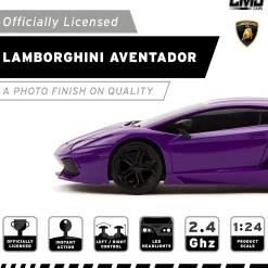 Flat River Group CMJ RC Cars Radio Control Lamborghini LP700-4 - Purple - 1:24 Scale, 2.4GHz, LED Headlights* Rc Cars & Flight