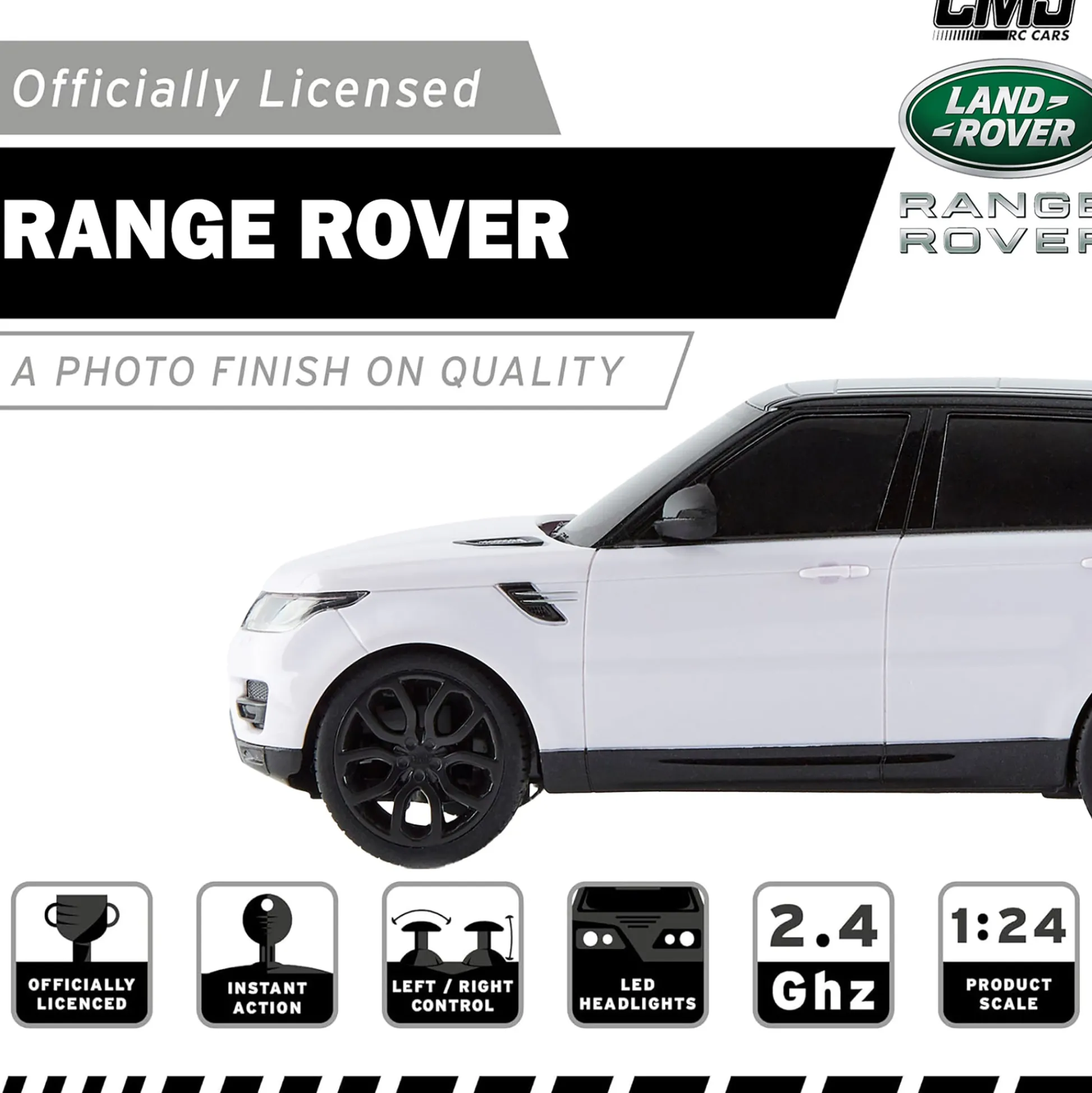 Flat River Group CMJ RC Cars Range Rover - White - 1:24 Scale, 2.4GHz Remote Control SUV with LED Headlights* Rc Cars & Flight