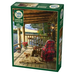 Flat River Group Cobble Hill 1000 Piece Jigsaw Puzzle: Cabin Porch with Reference Poster* Puzzles