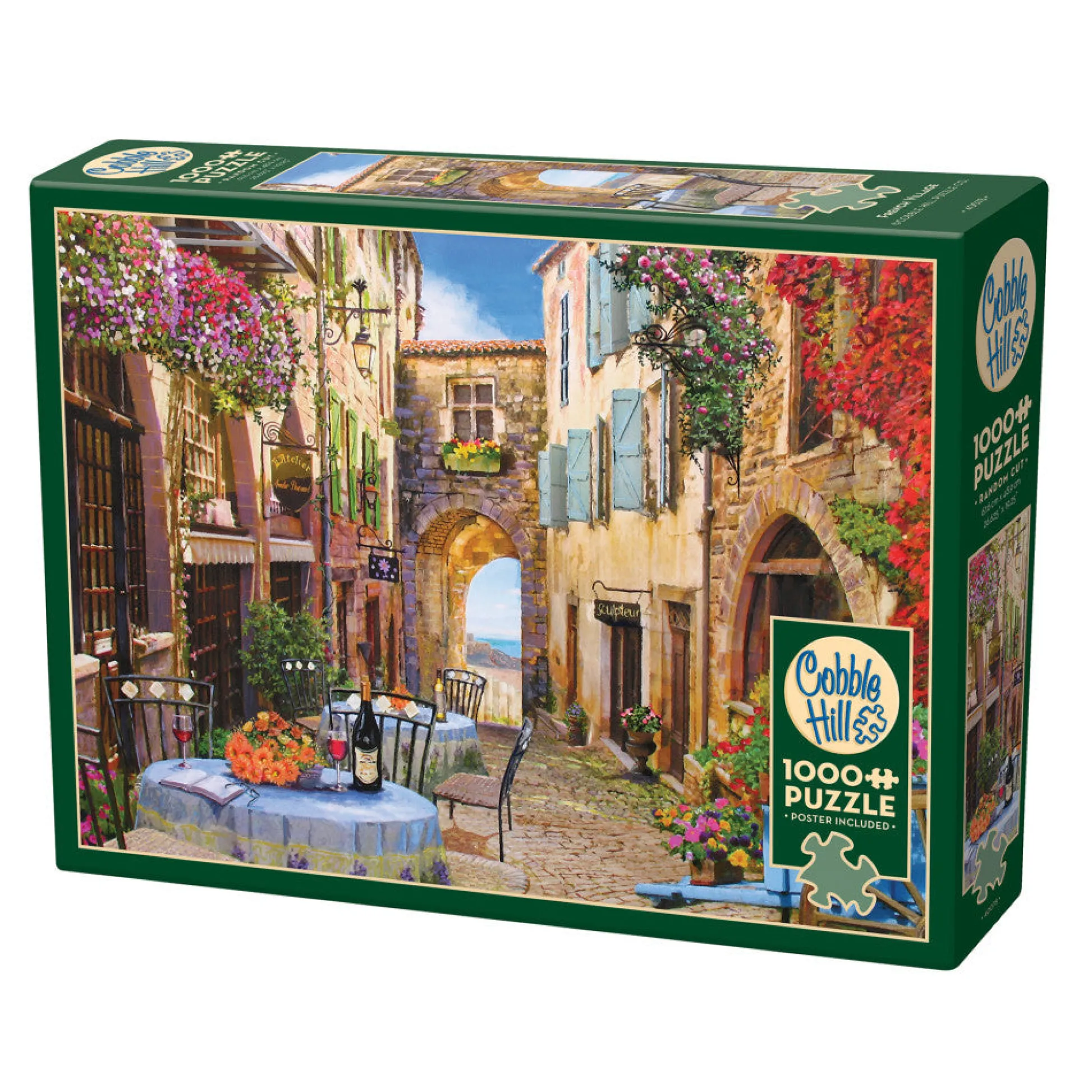 Flat River Group Cobble Hill 1000 Piece Puzzle: French Village - Eco-Friendly Jigsaw with Reference Poster* Puzzles