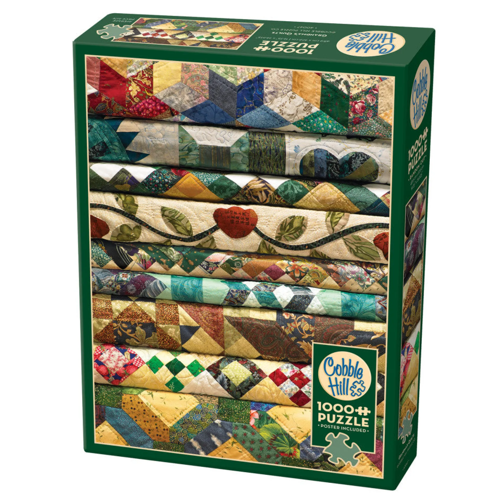 Flat River Group Cobble Hill 1000 Piece Puzzle: Grandma's Quilts - Eco-Friendly Jigsaw with Poster* Puzzles
