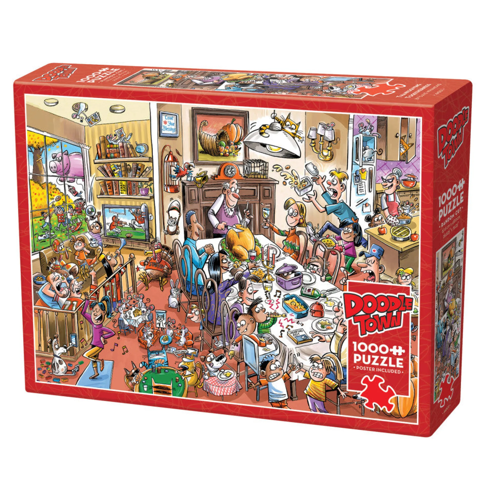 Flat River Group Cobble Hill DoodleTown: Thanksgiving Togetherness 1000 pc Puzzle* Puzzles