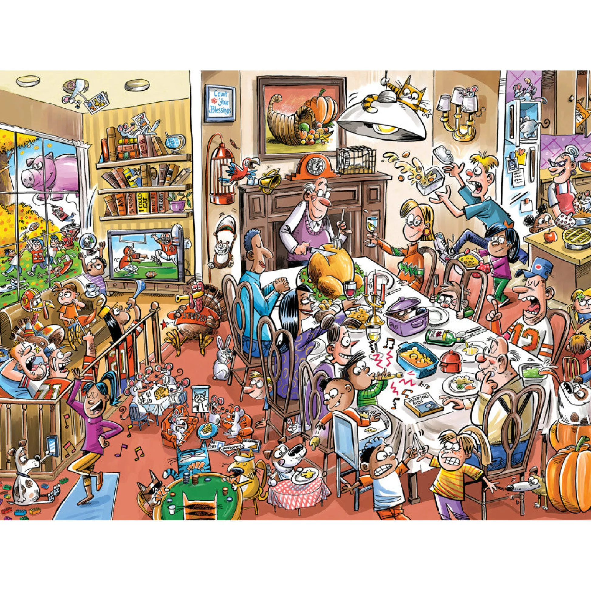 Flat River Group Cobble Hill DoodleTown: Thanksgiving Togetherness 1000 pc Puzzle* Puzzles