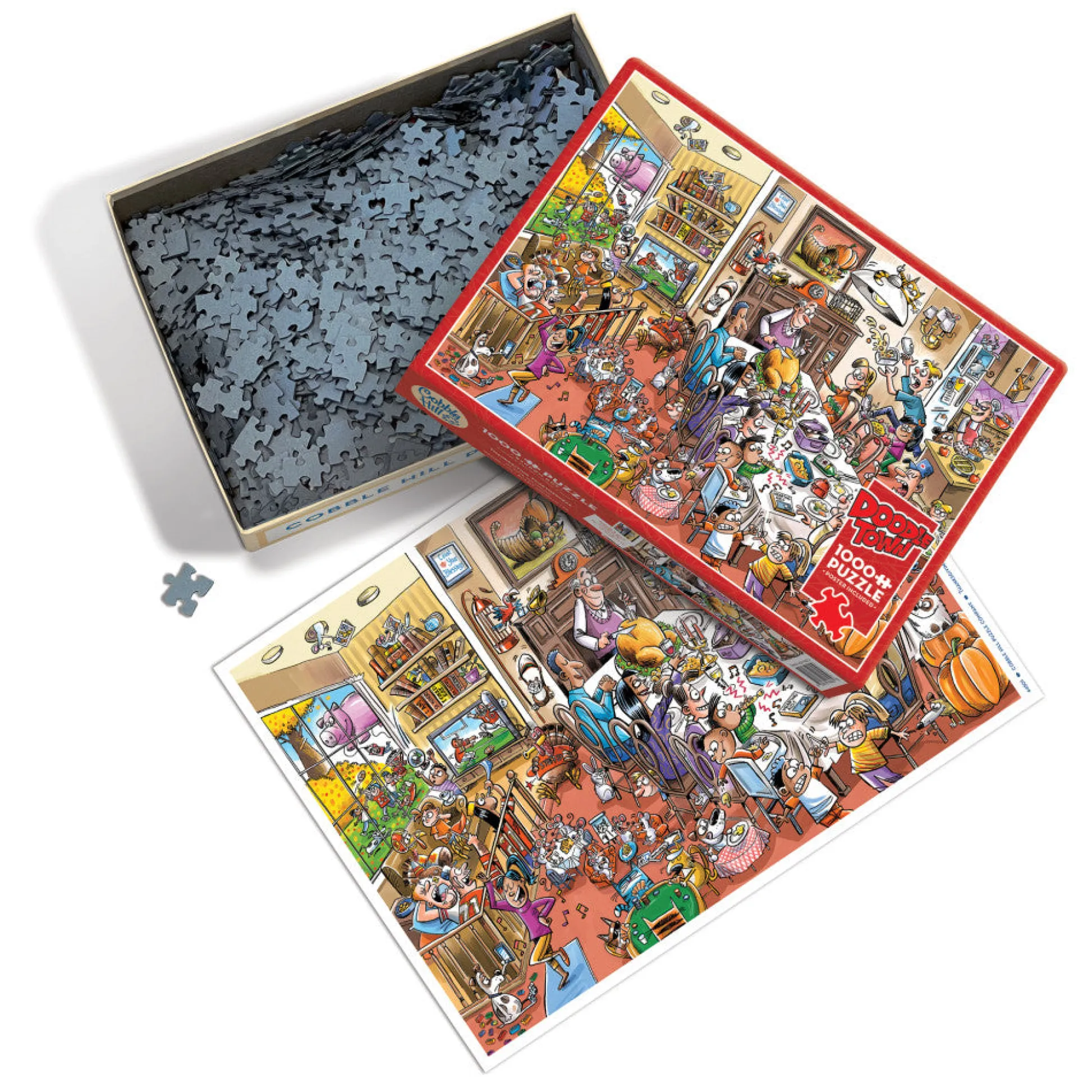 Flat River Group Cobble Hill DoodleTown: Thanksgiving Togetherness 1000 pc Puzzle* Puzzles