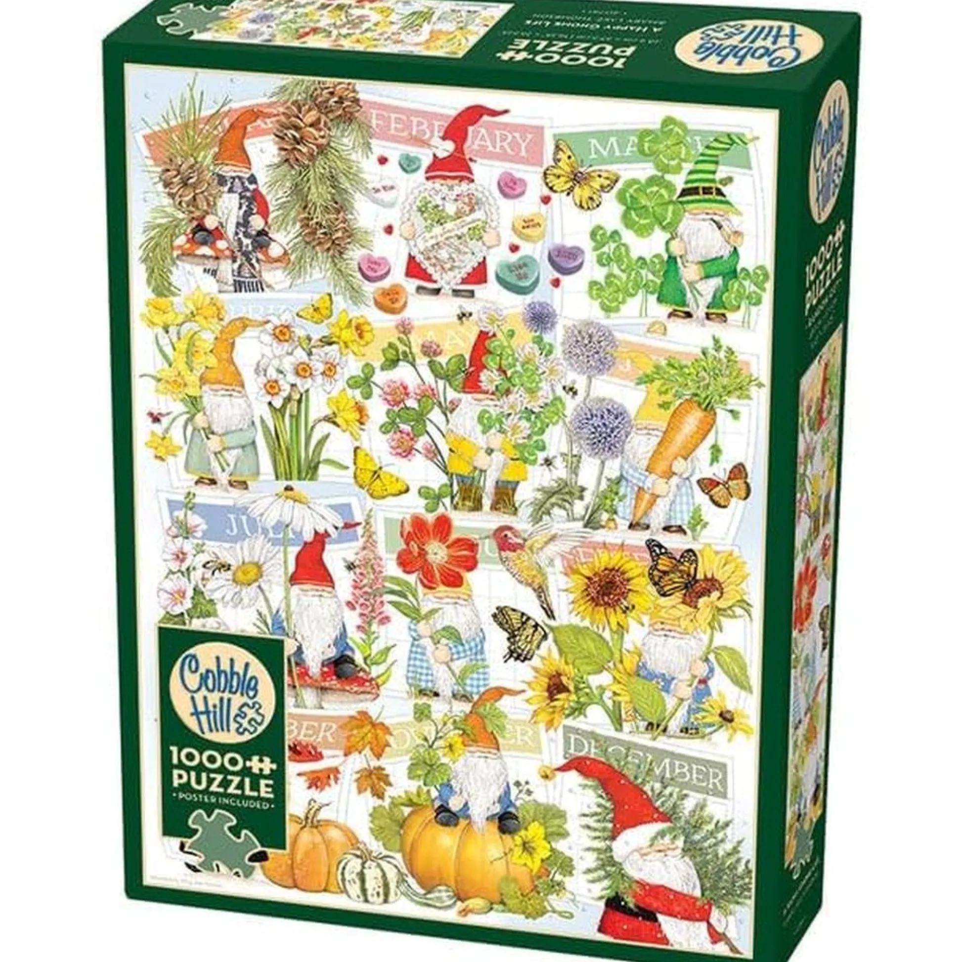 Calendar Holdings, LLC Cobble Hill Happy Gnome Life Calendar Collage Jigsaw Puzzle - 1000 pc* Puzzles
