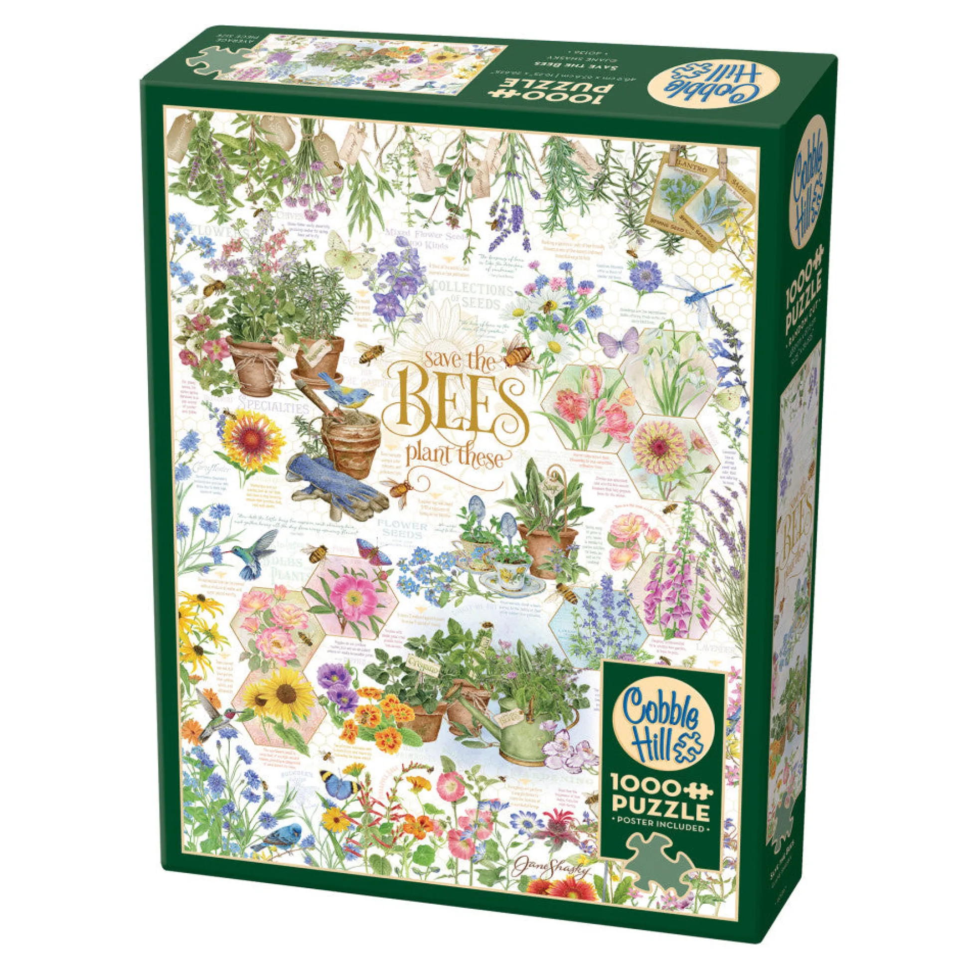 Flat River Group Cobble Hill Save the Bees 1000 Piece Puzzle - Eco-Friendly Jigsaw* Puzzles