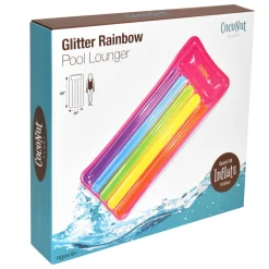 Flat River Group CocoNut Float Glitter Rainbow Pool Lounge - 68" x 28" Inflatable Water Raft* Swimming Pools & Water Toys