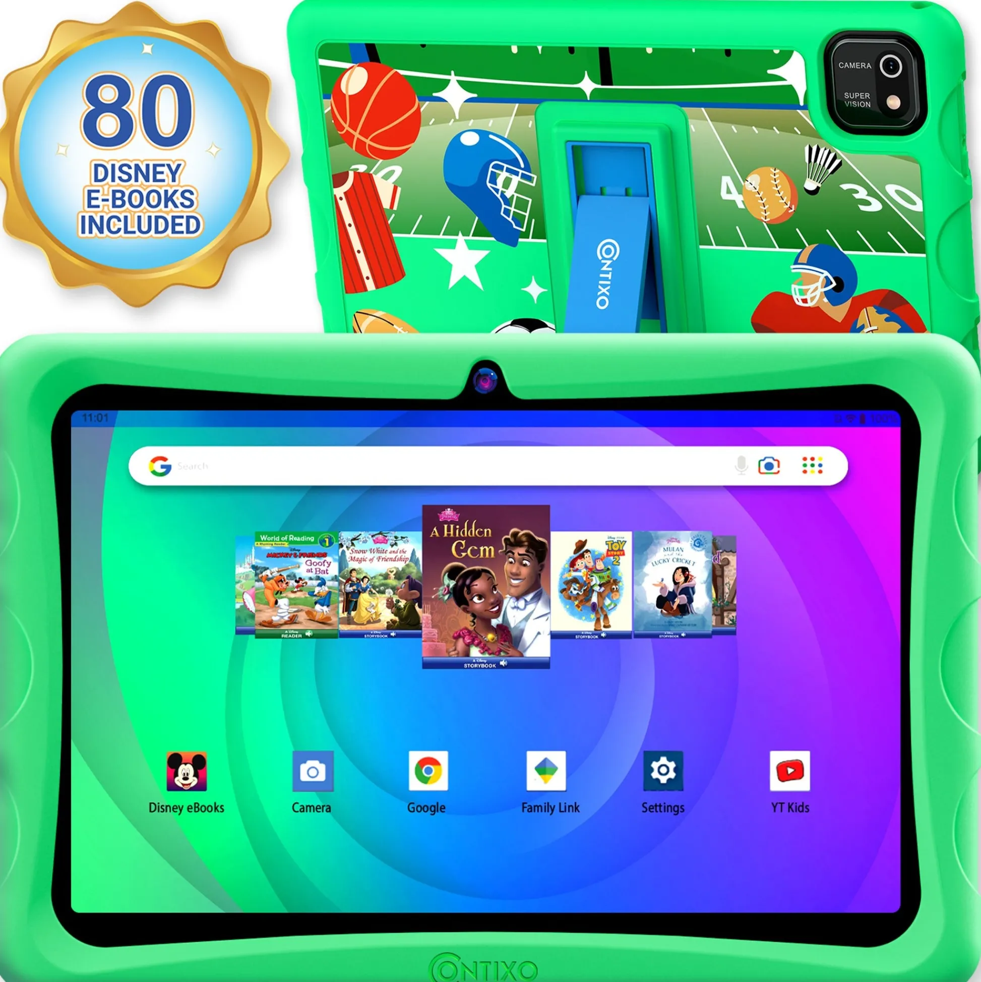 Contixo K103A 10-Inch Kids 64GB HD Tablet - Disney eBooks - Green*Kids Reading, Writing & Speech|Electronics